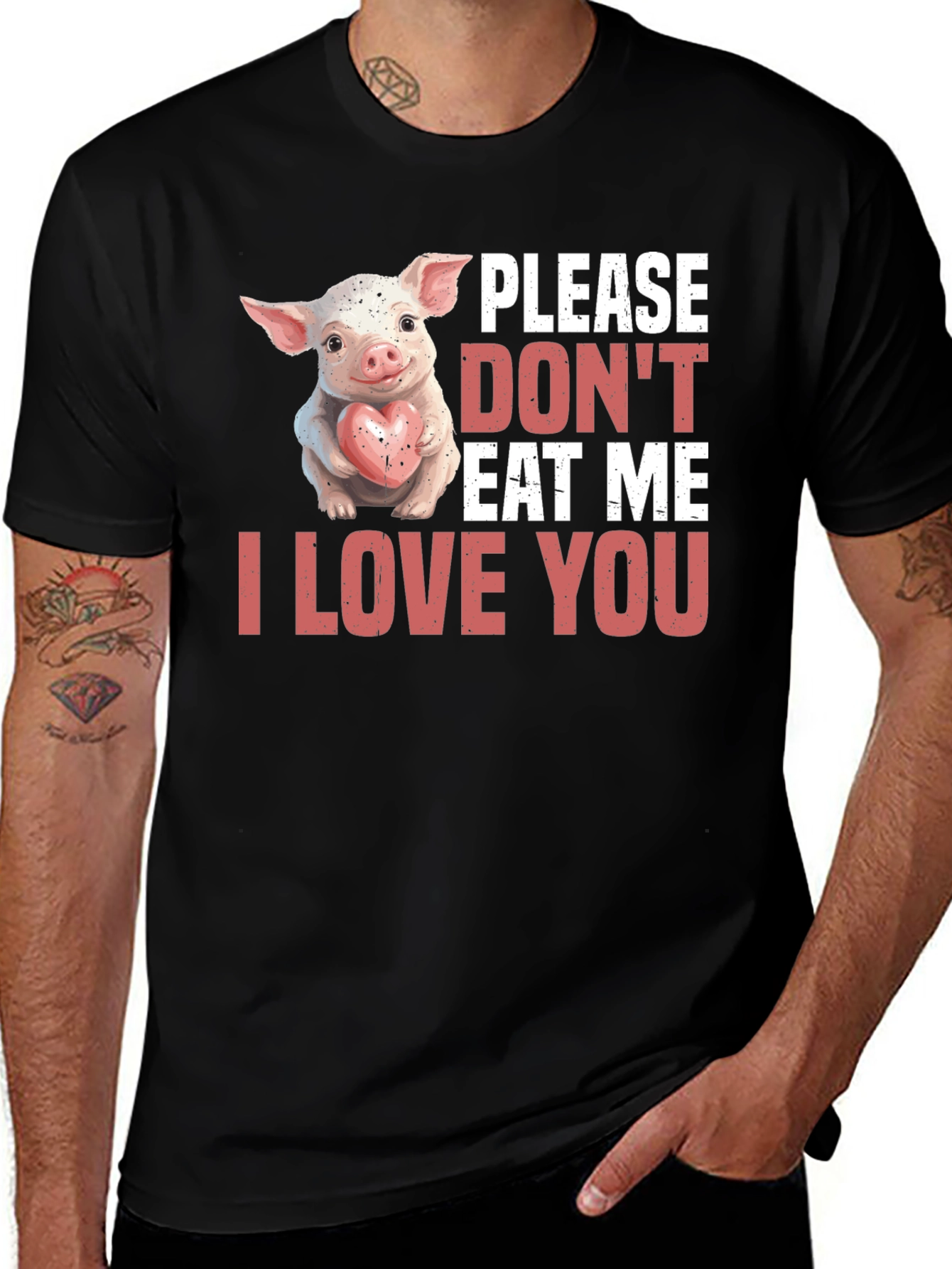 Variant 28 of Vegan Pig T-Shirt - Please Don't Eat Me I Love You