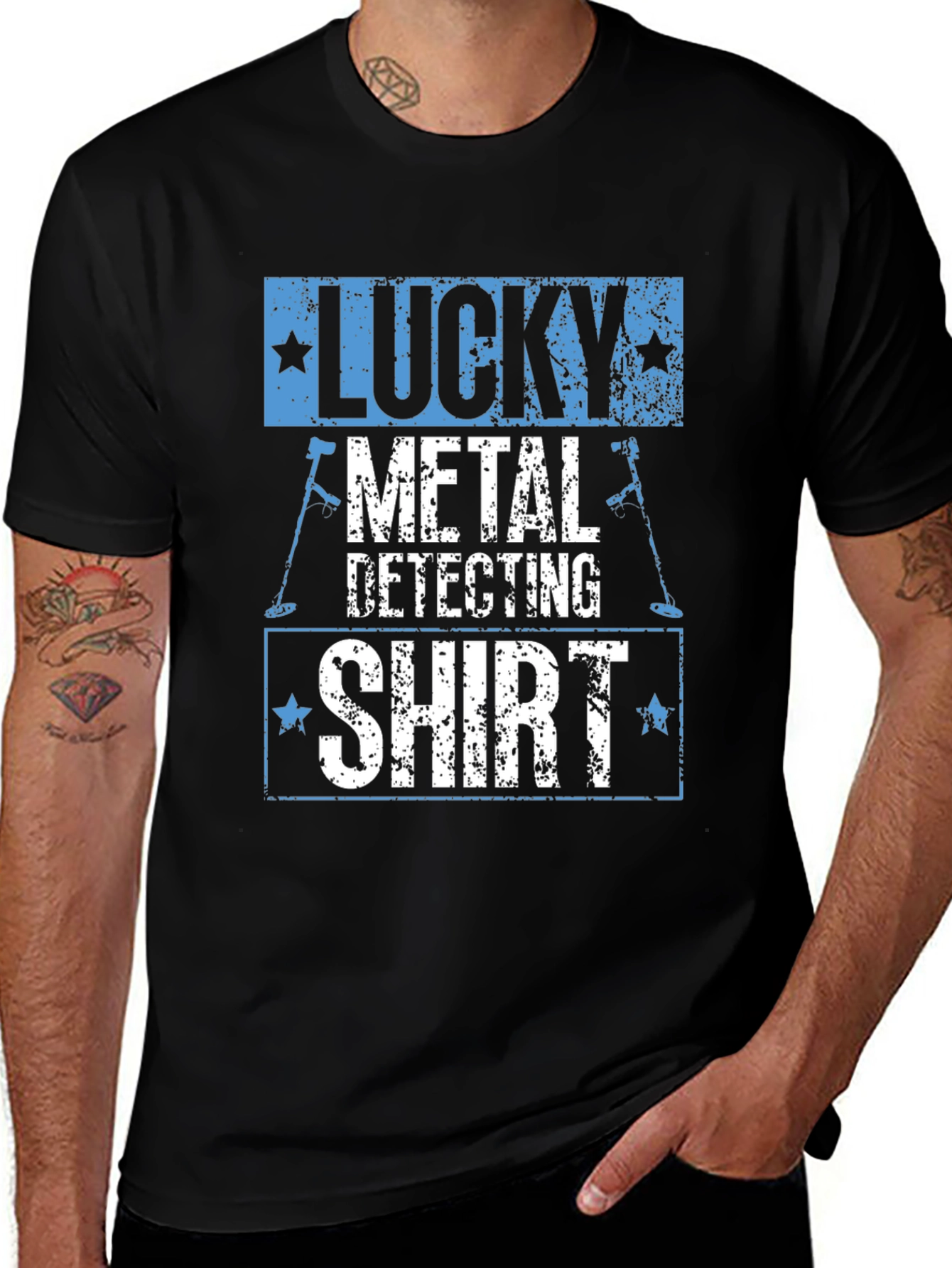 Variant 11 of Lucky Metal Detecting Shirt - Black Graphic Tee