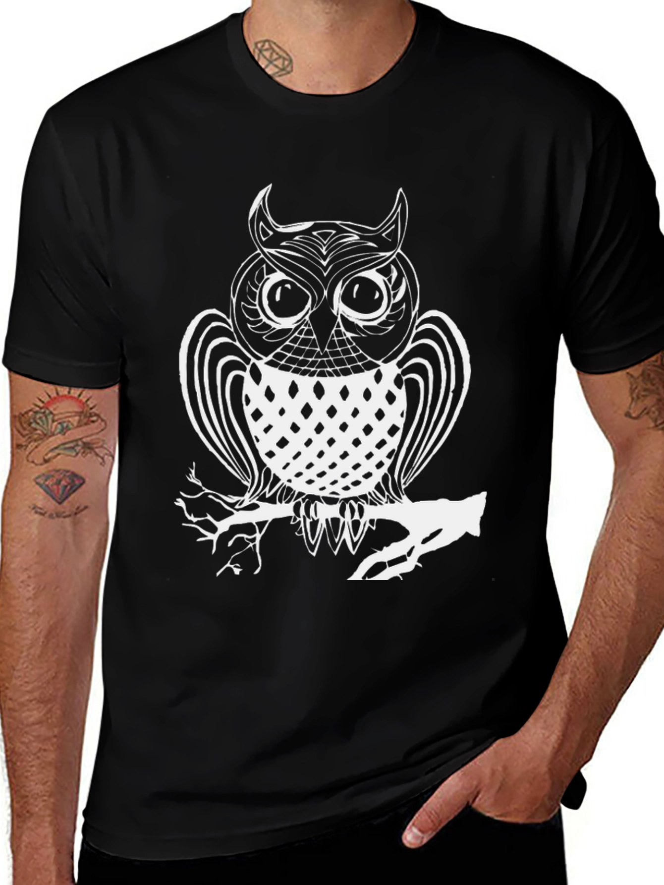Variant 10 of Owl Graphic Print Crew Neck T-Shirt