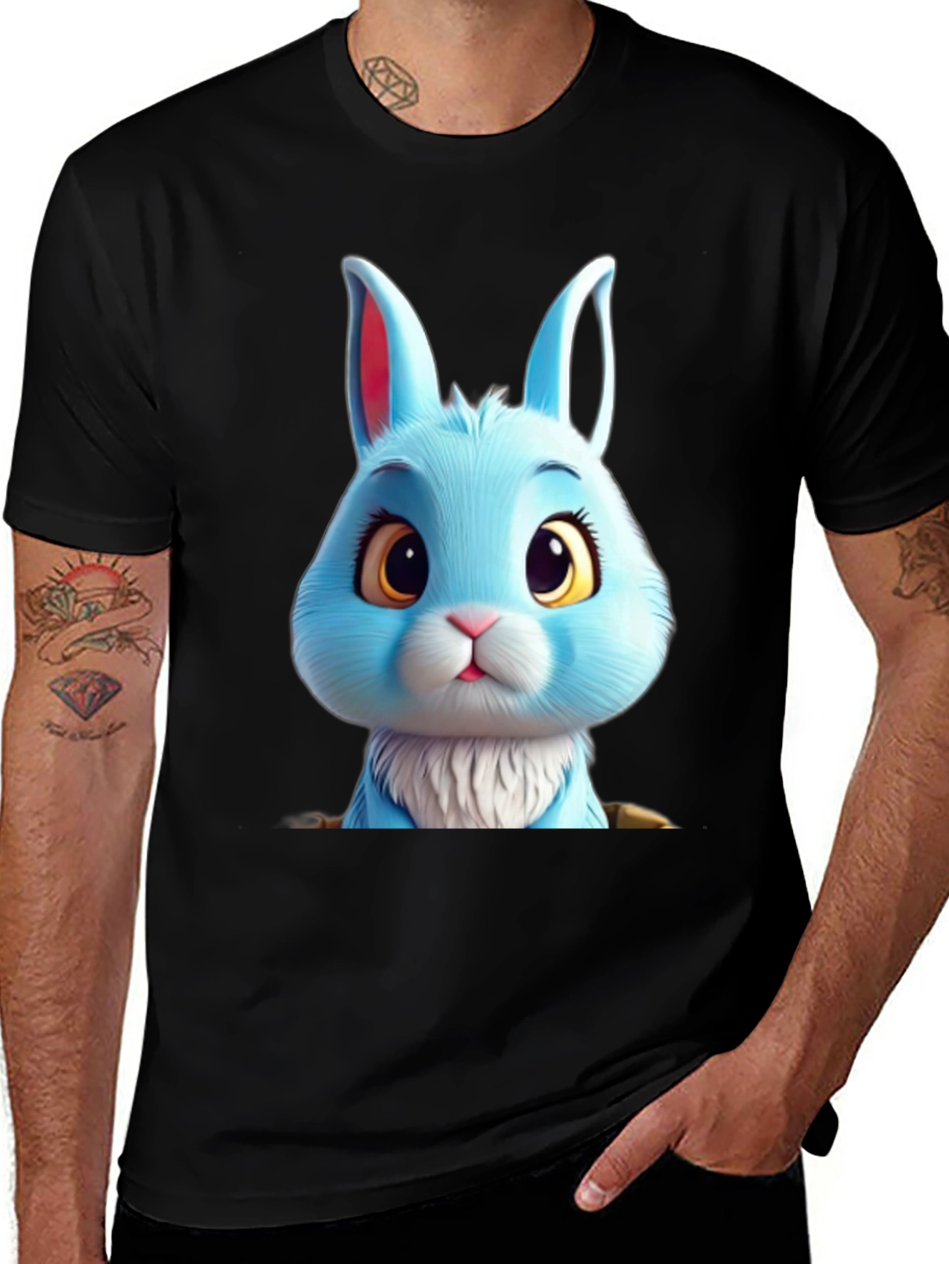 Variant 6 of Cute Blue Bunny Graphic Tee - Soft & Stylish
