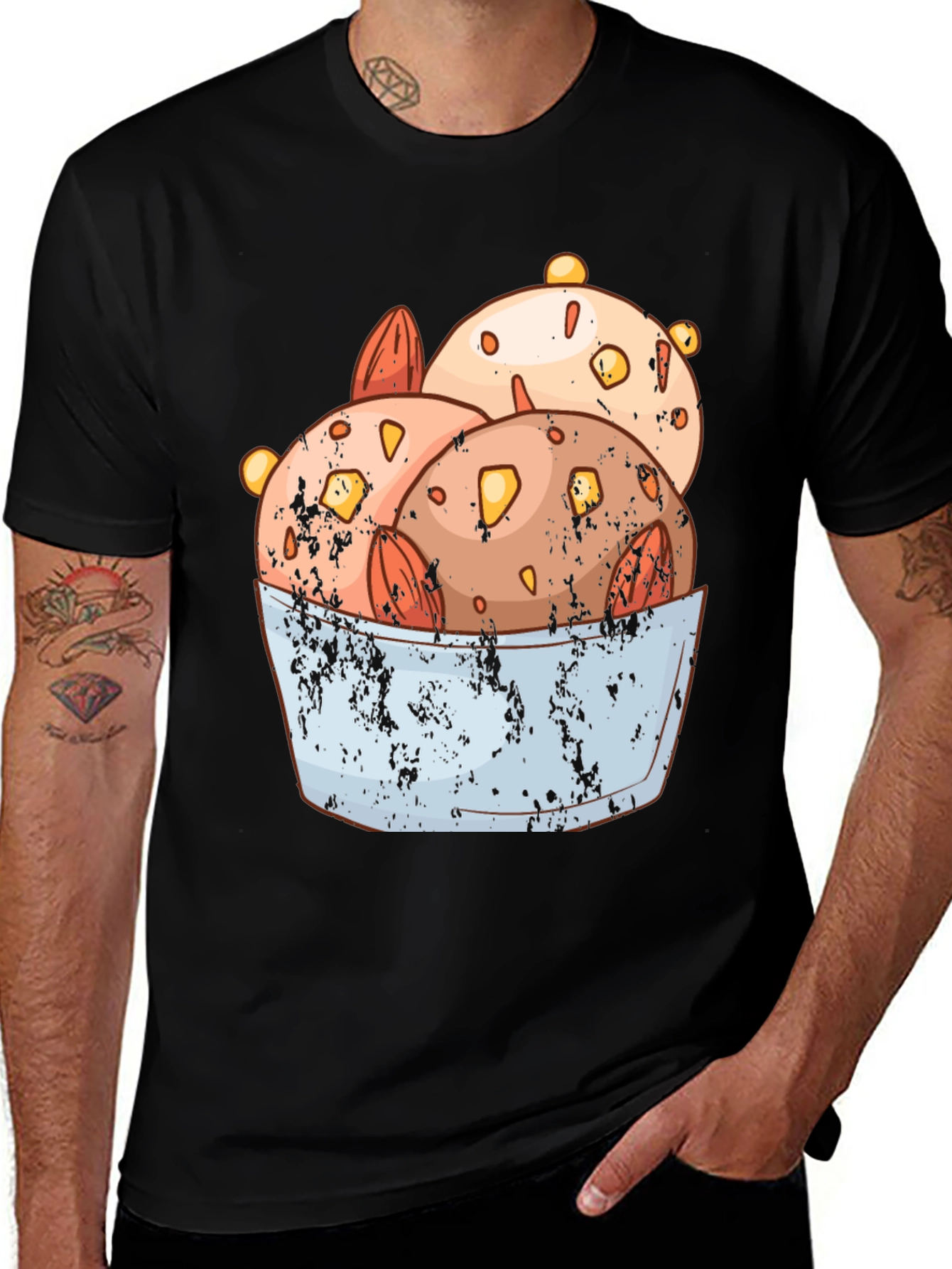 Variant 11 of Ice Cream Bowl Graphic Tee - Black