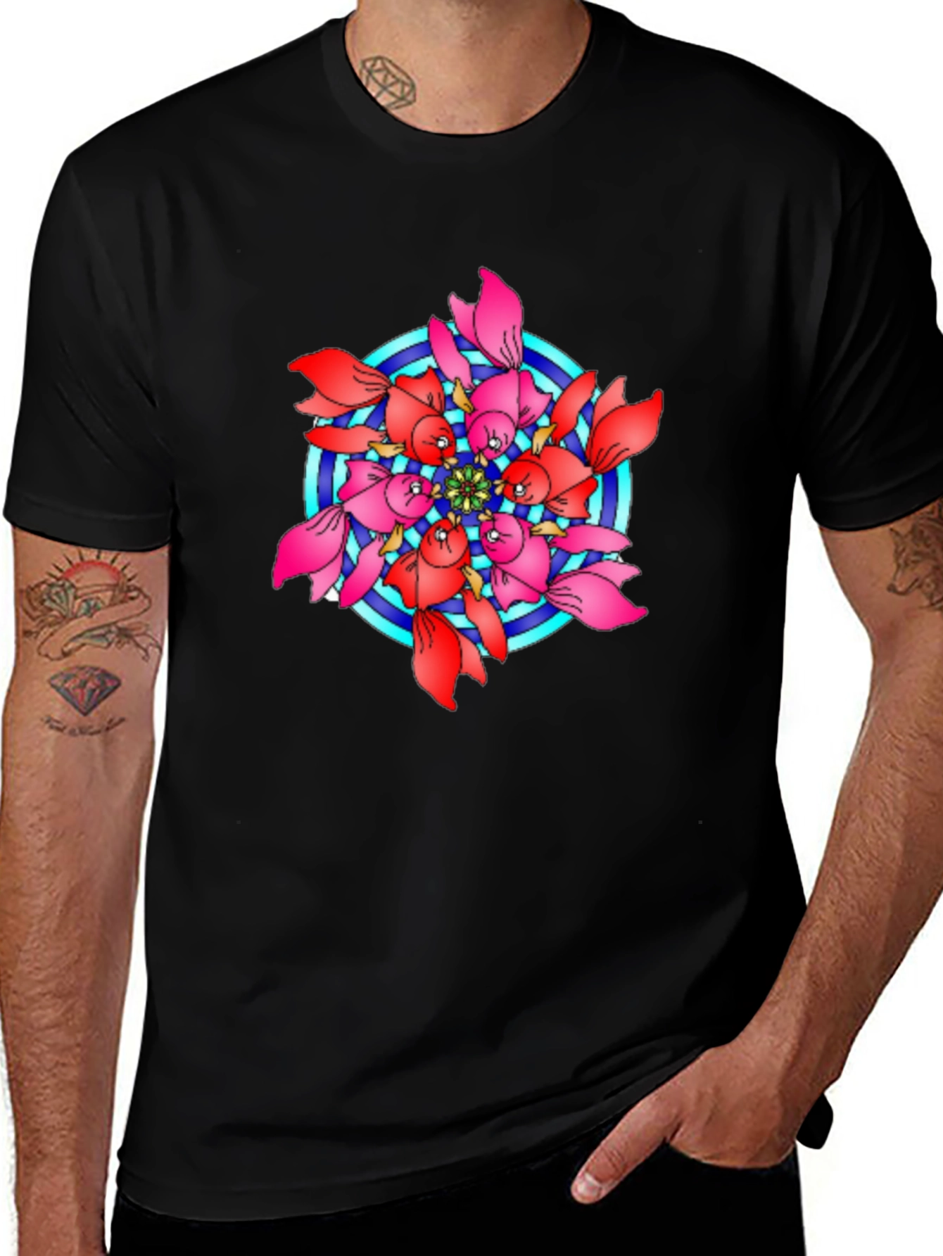 Variant 21 of Koi Fish Mandala Graphic T-Shirt