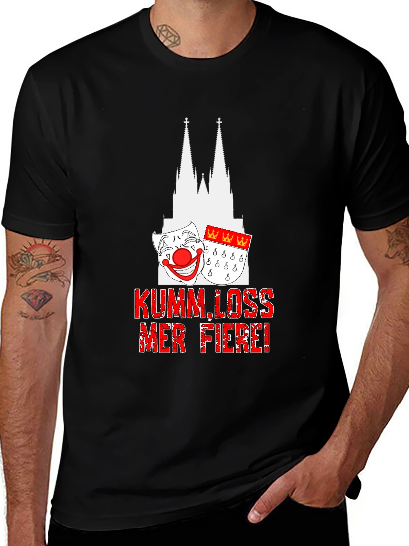 Kumm, Loss Mer Fiere T-Shirt - Cologne Cathedral Design