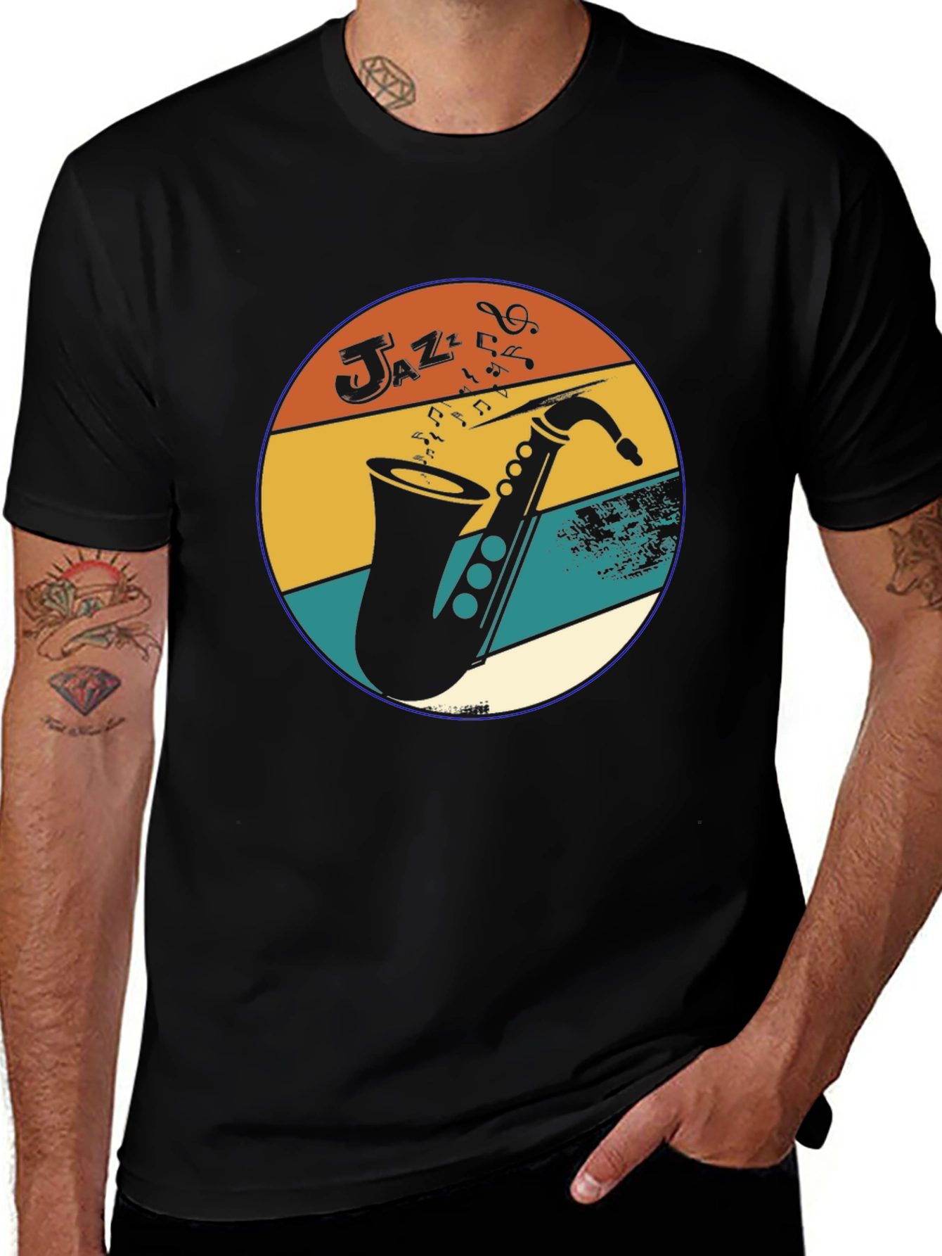 Variant 6 of Retro Jazz Saxophone Graphic Tee