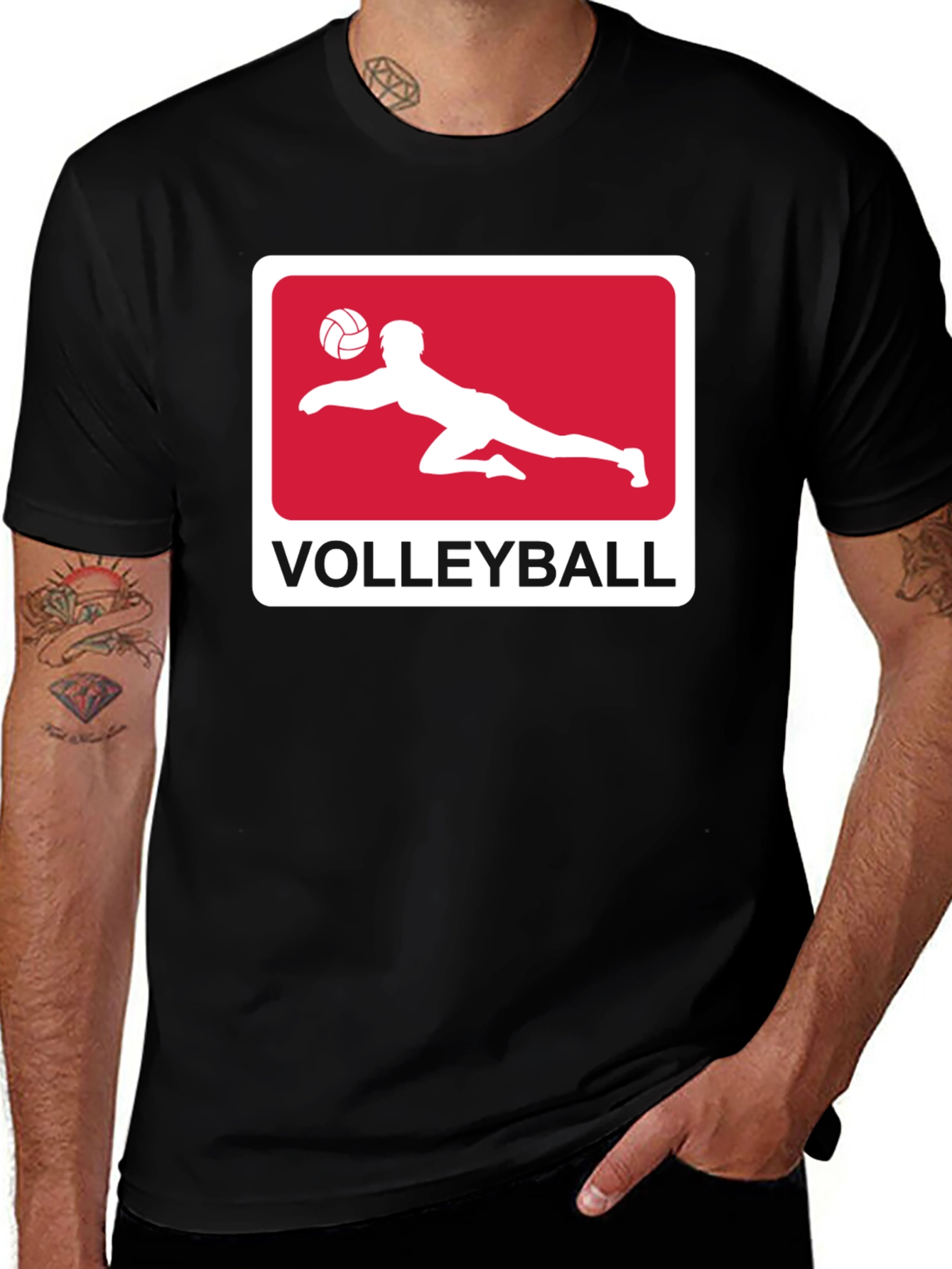 Variant 11 of Volleyball Graphic Tee - Black Cotton Shirt