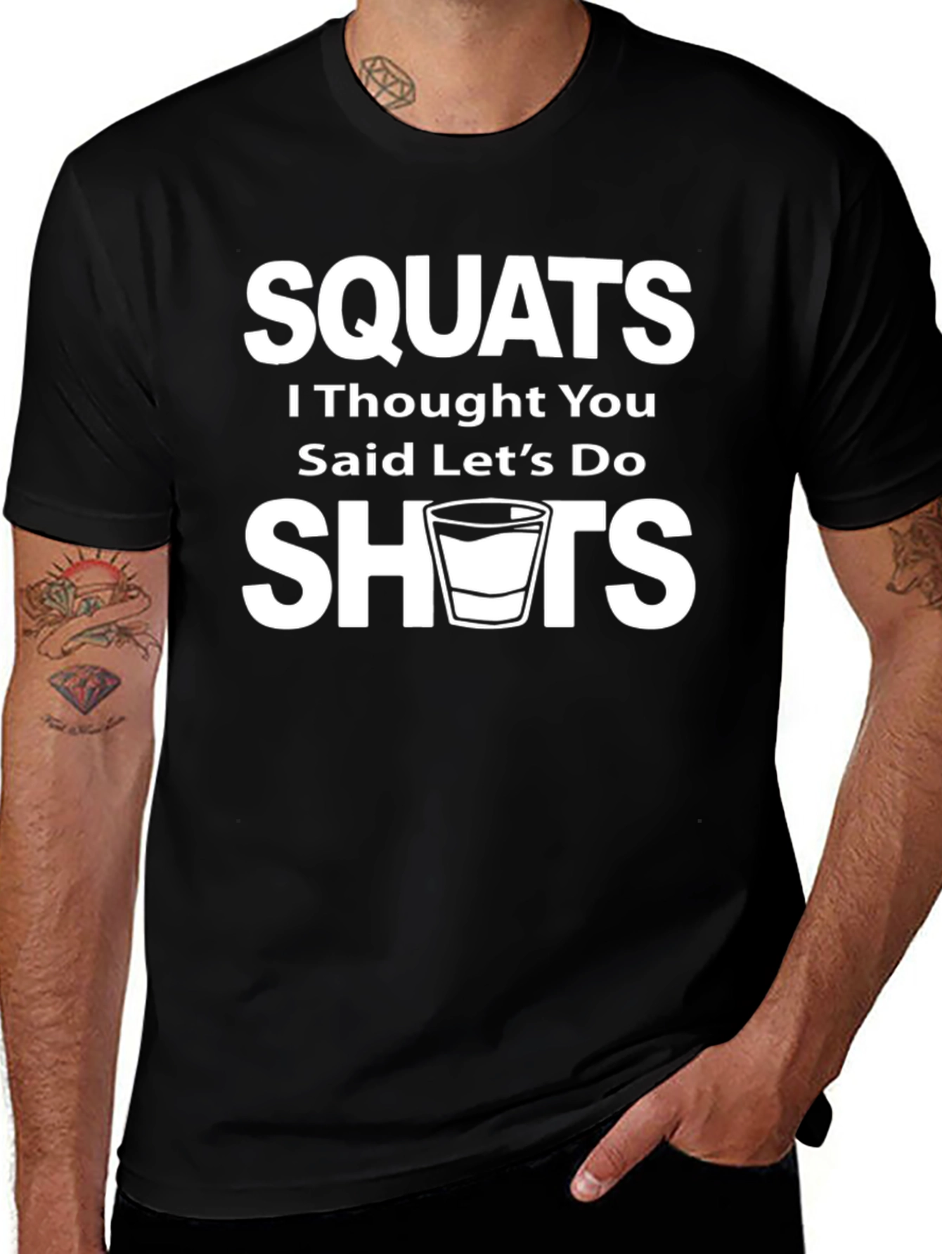 Variant 15 of Squats or Shots Funny Graphic Tee