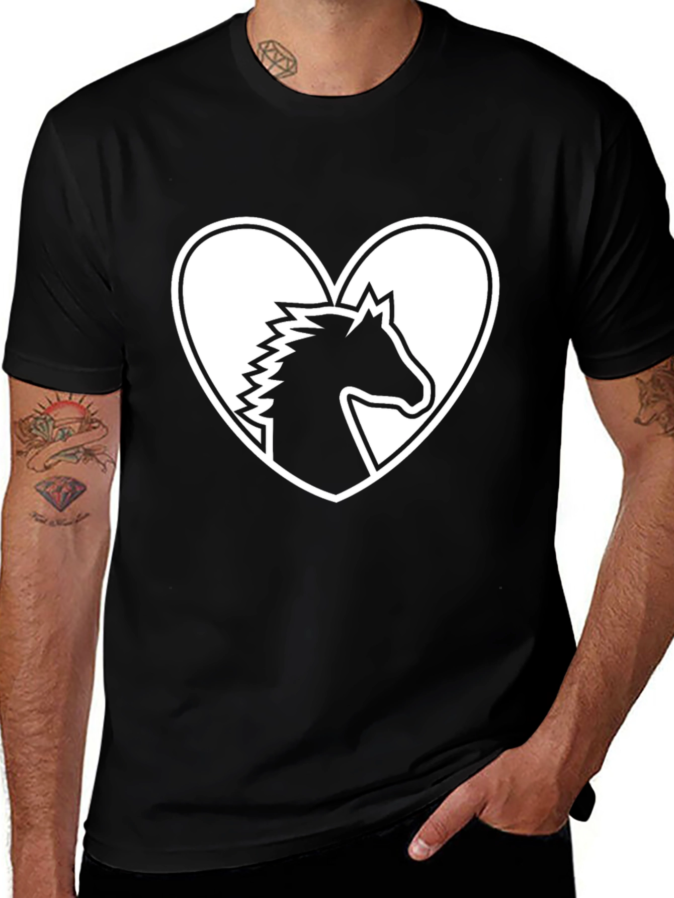 Variant 7 of Horse Lover T-Shirt - Heart Horse Silhouette Tee