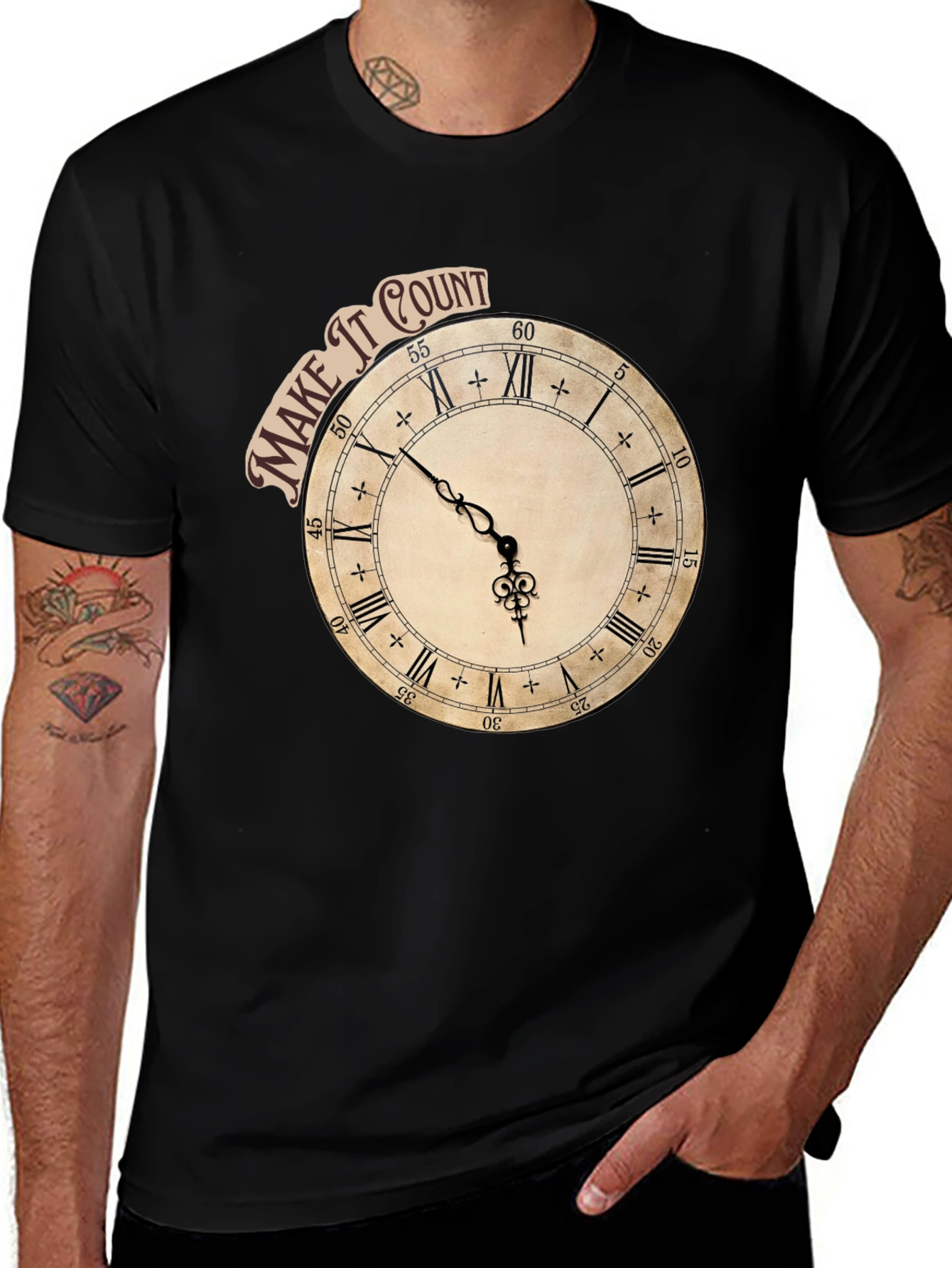 Variant 20 of Time Flies Tee - Make It Count Clock T-Shirt