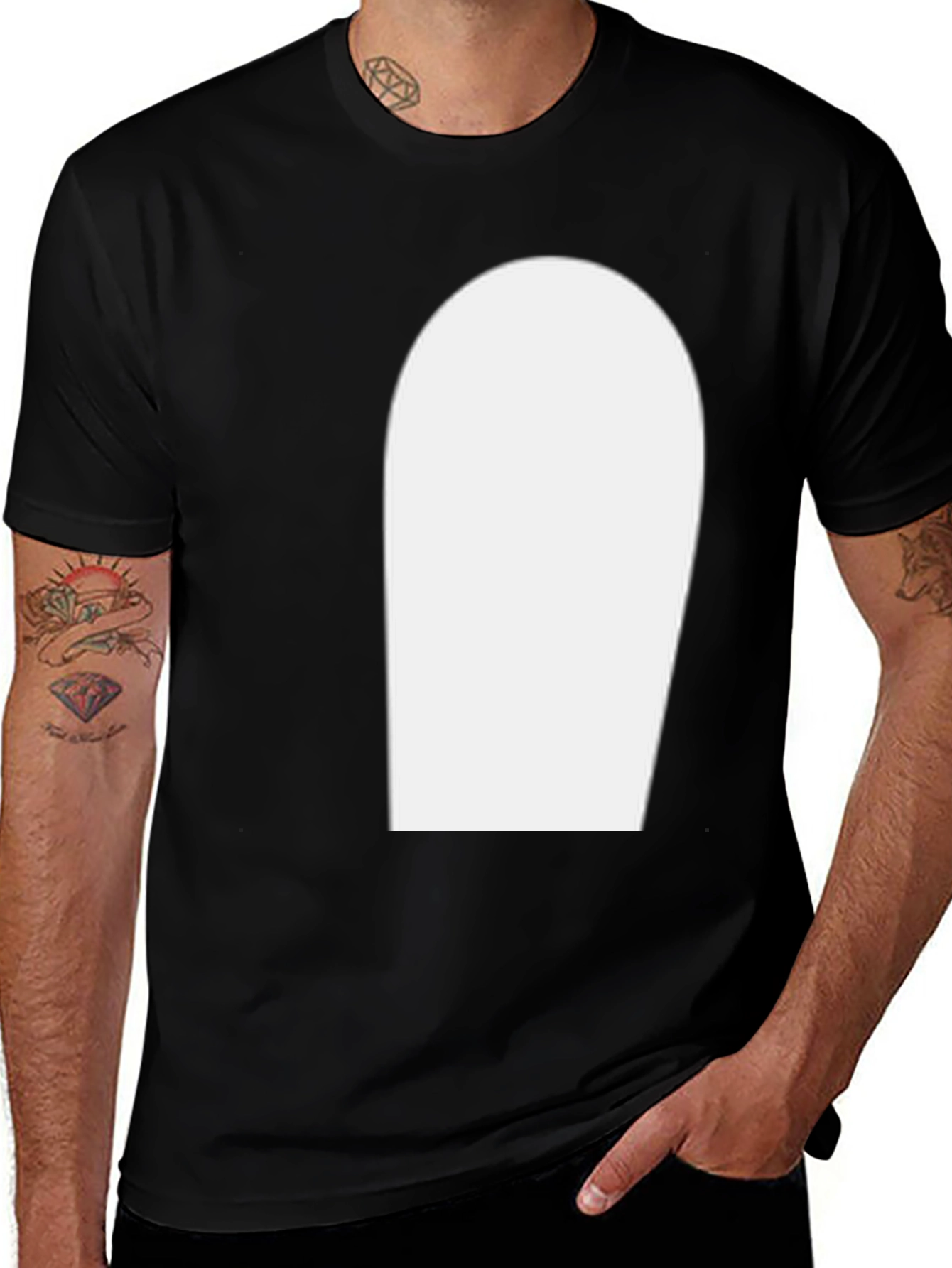 Variant 9 of Men's Black T-Shirt with White Graphic Print
