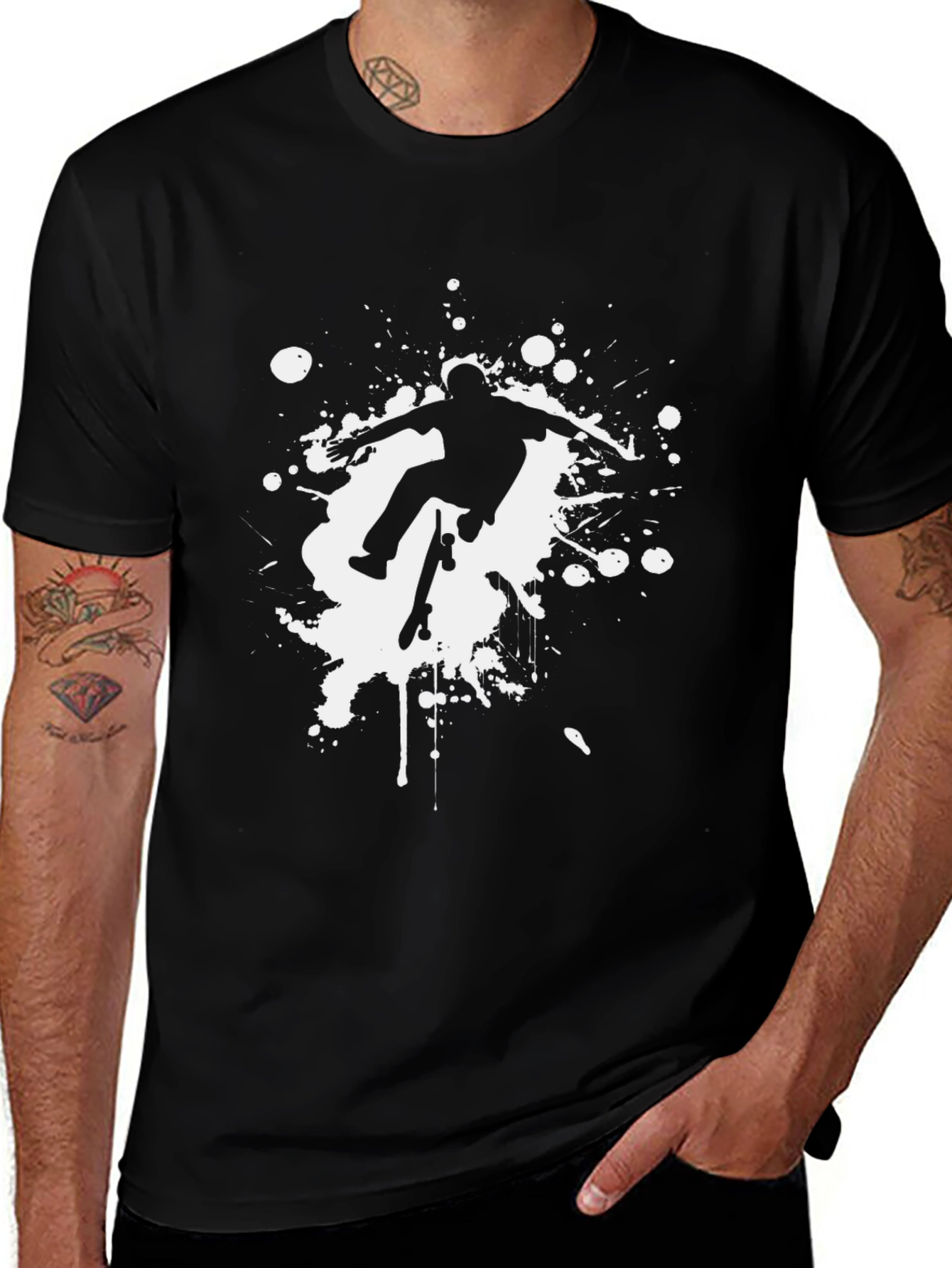 Variant 22 of Skateboarder Graphic Black T-Shirt