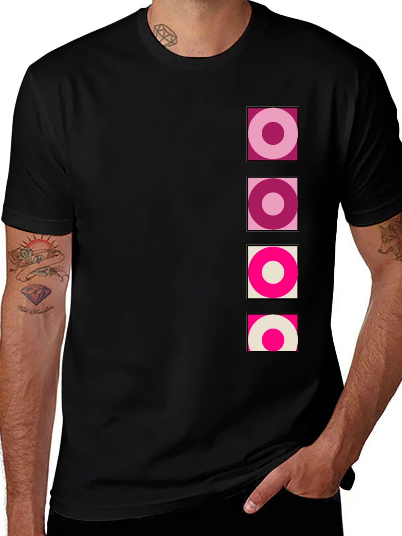Variant 11 of Retro Circle Design Black T-Shirt
