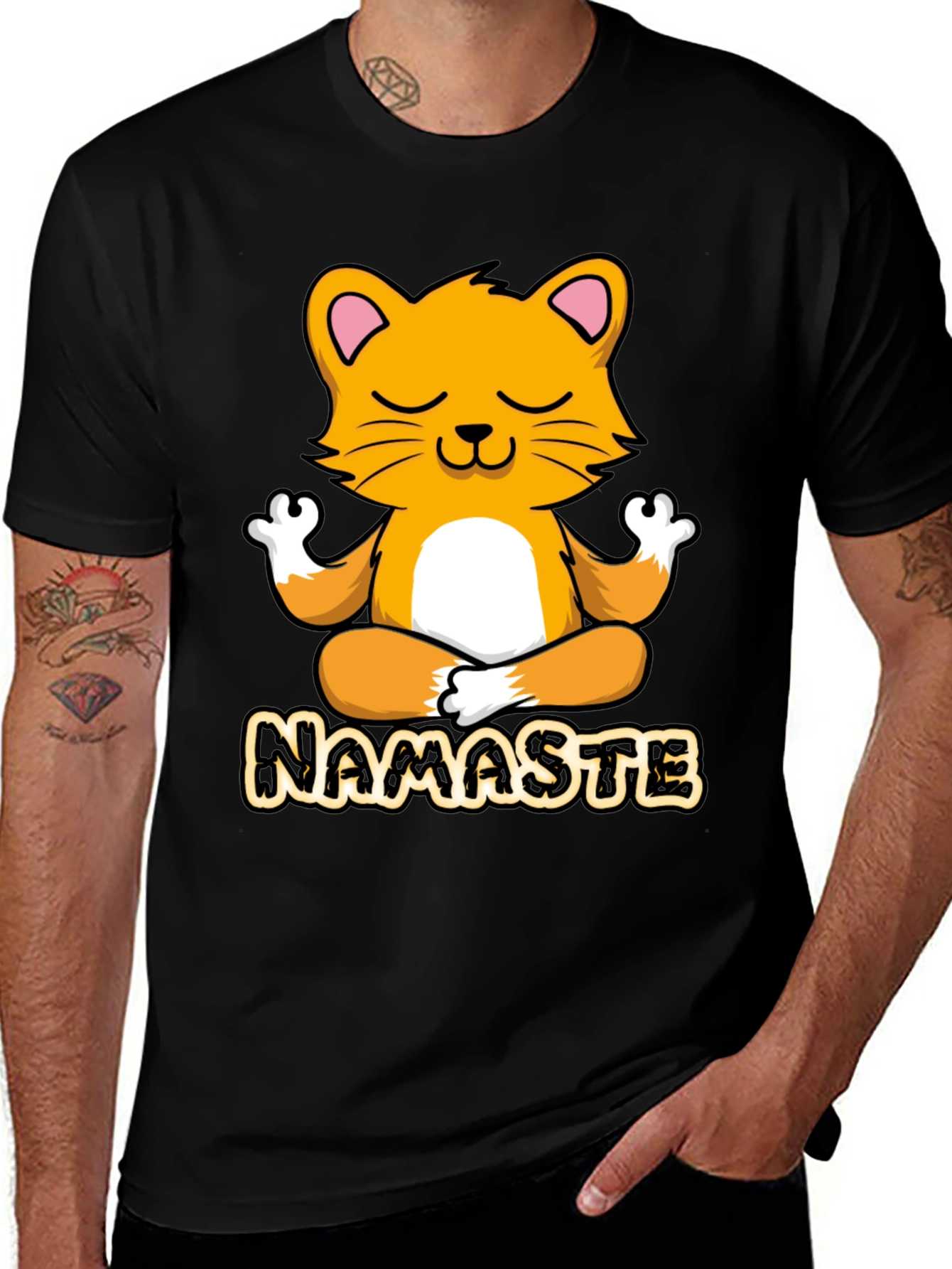 Namaste Cat T-Shirt - Meditating Feline Tee