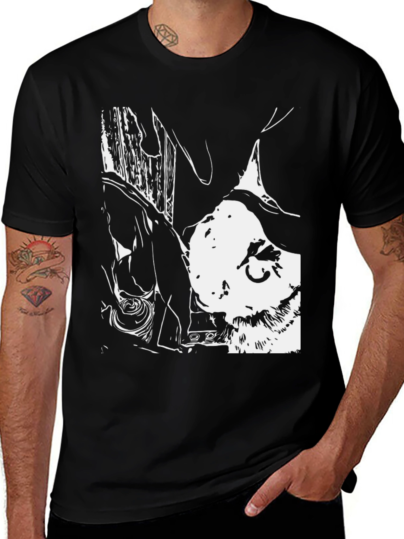 Variant 23 of Black & White Graphic Print T-Shirt