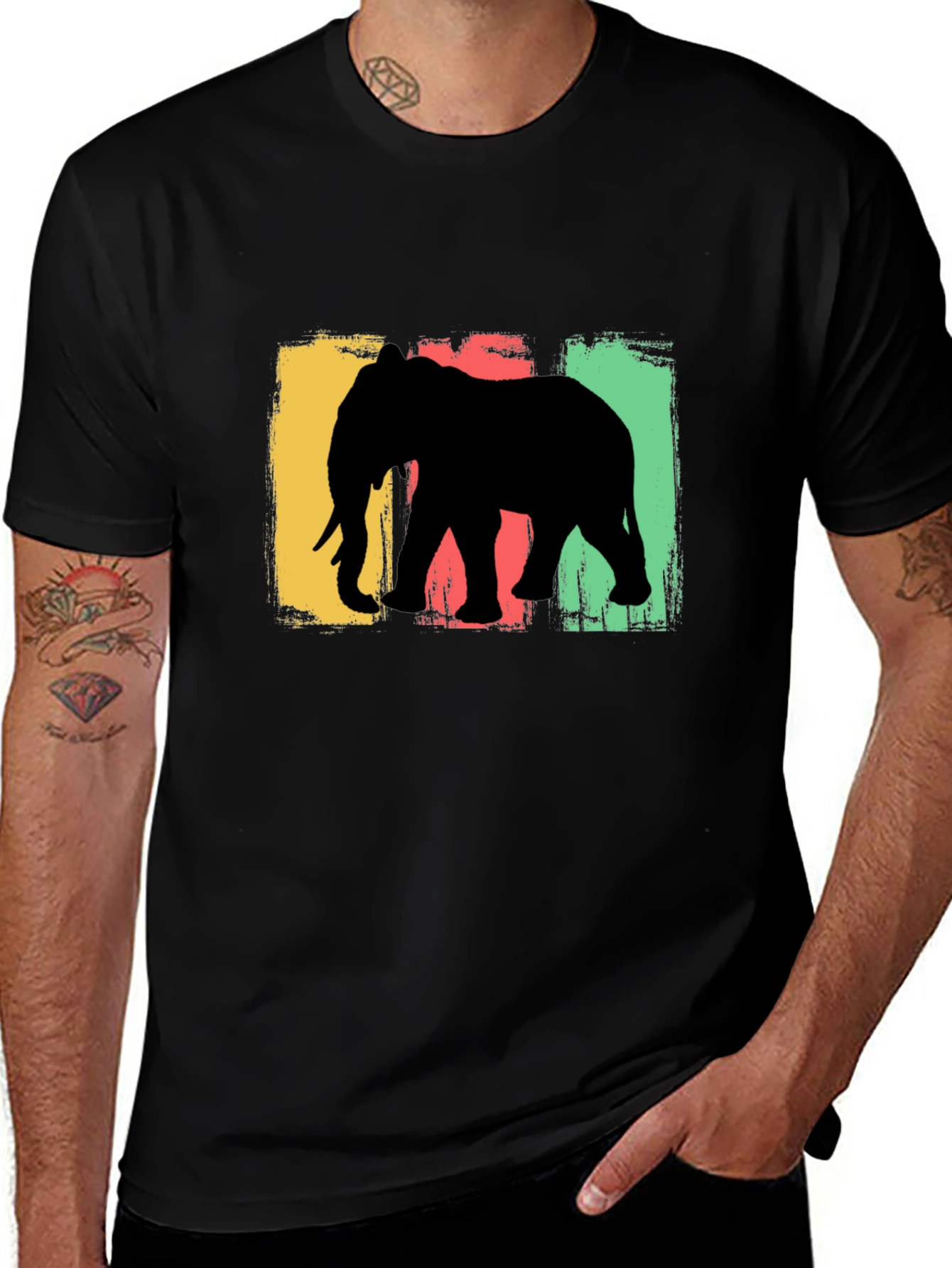 Variant 11 of Elephant Silhouette Graphic Tee - Black