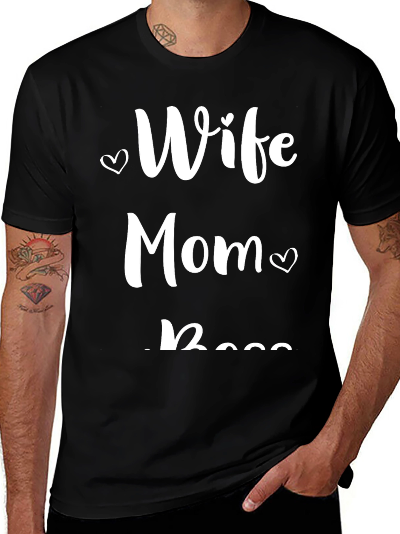 Variant 16 of Wife Mom Boss T-Shirt - Black Graphic Tee