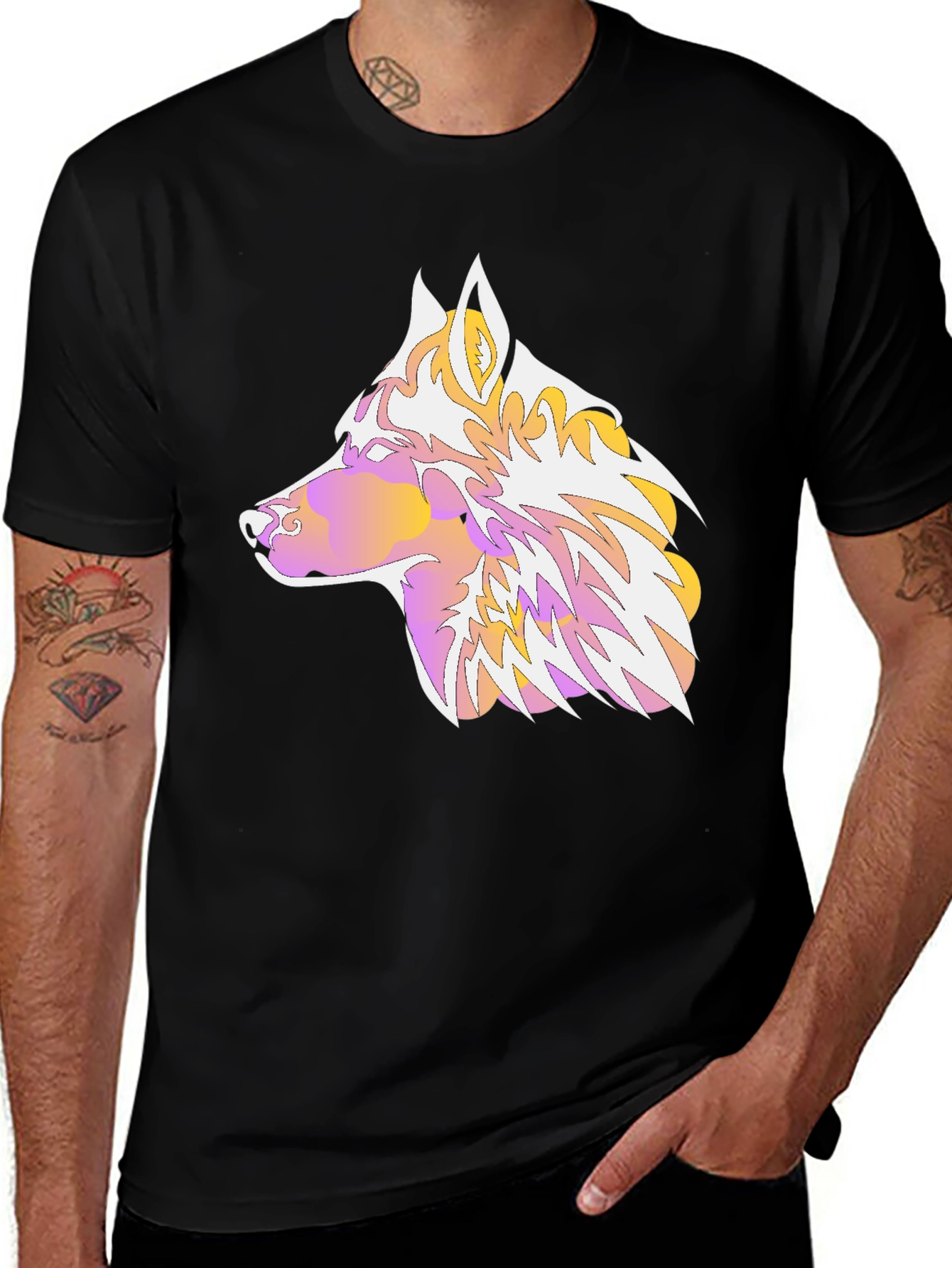 Variant 5 of Abstract Wolf Graphic Tee - Mens Black T-Shirt