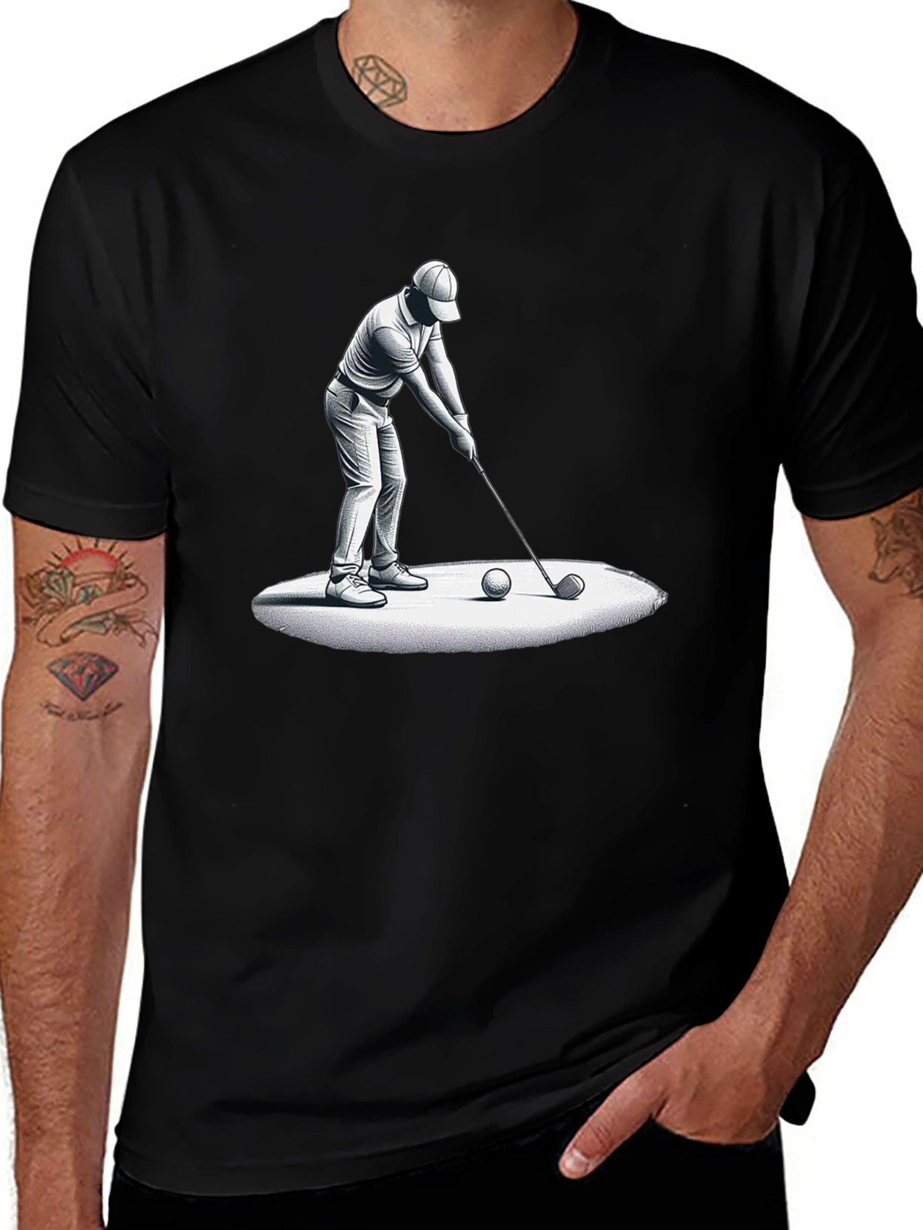 Variant 27 of Golfer Graphic Tee - Stylish Black Cotton Blend