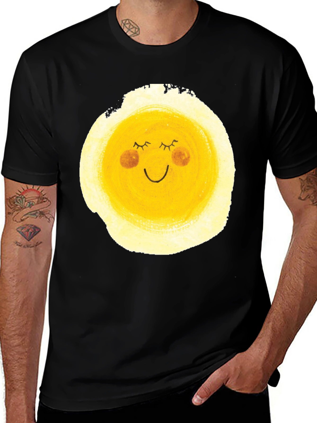Variant 15 of Sunny Face Graphic Black T-Shirt