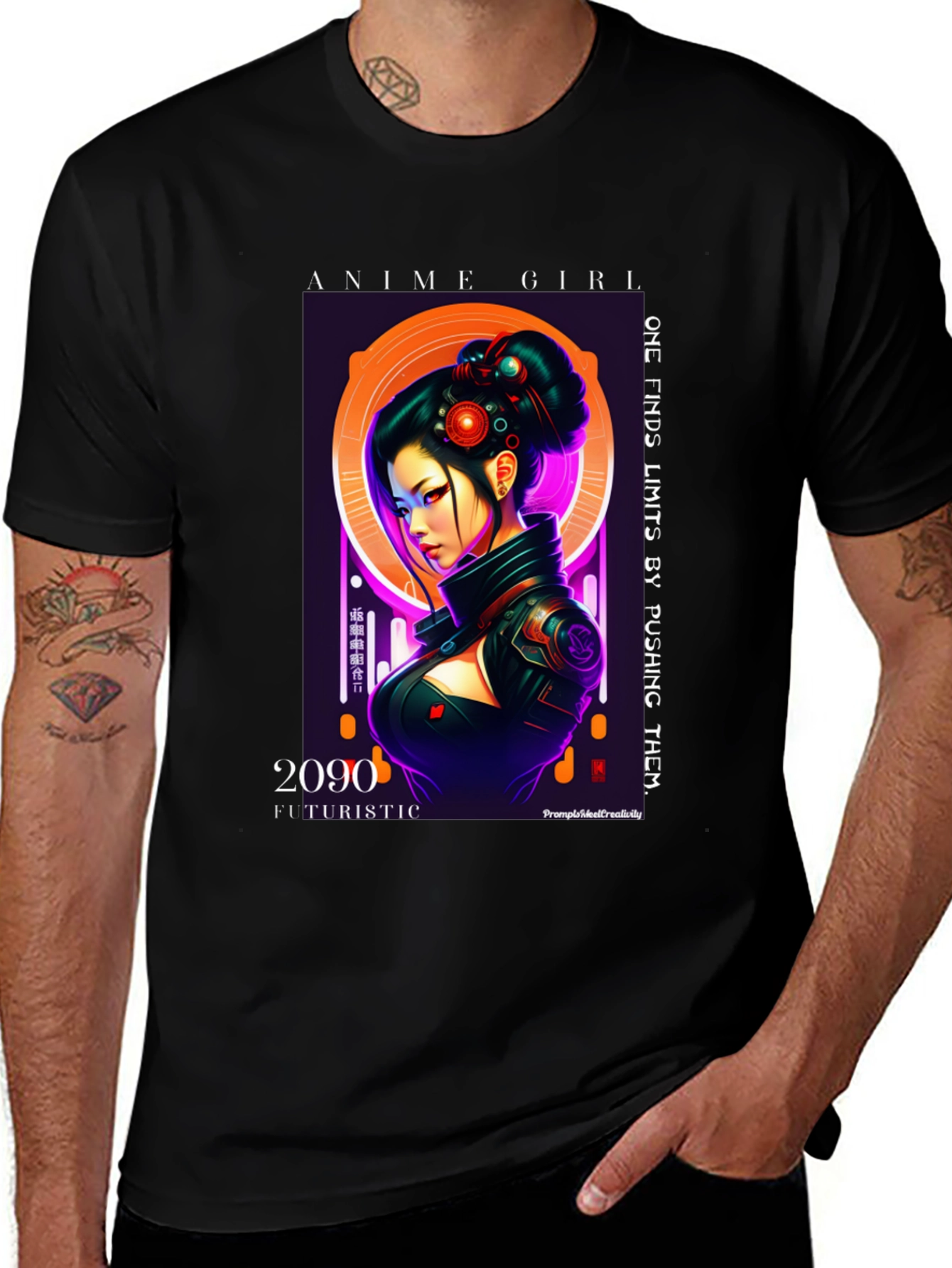 Variant 20 of Anime Girl Futuristic 2090 Black T-Shirt