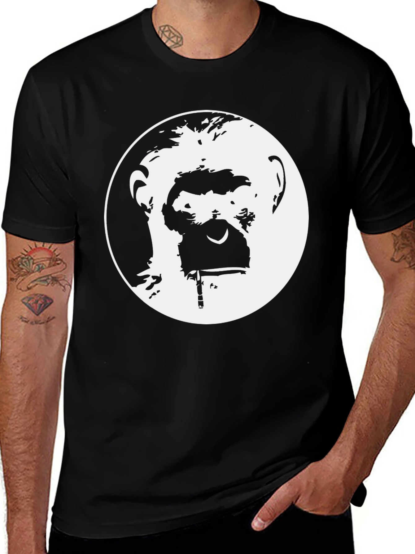 Variant 27 of Ape Face Graphic Tee - Black Cotton T-Shirt