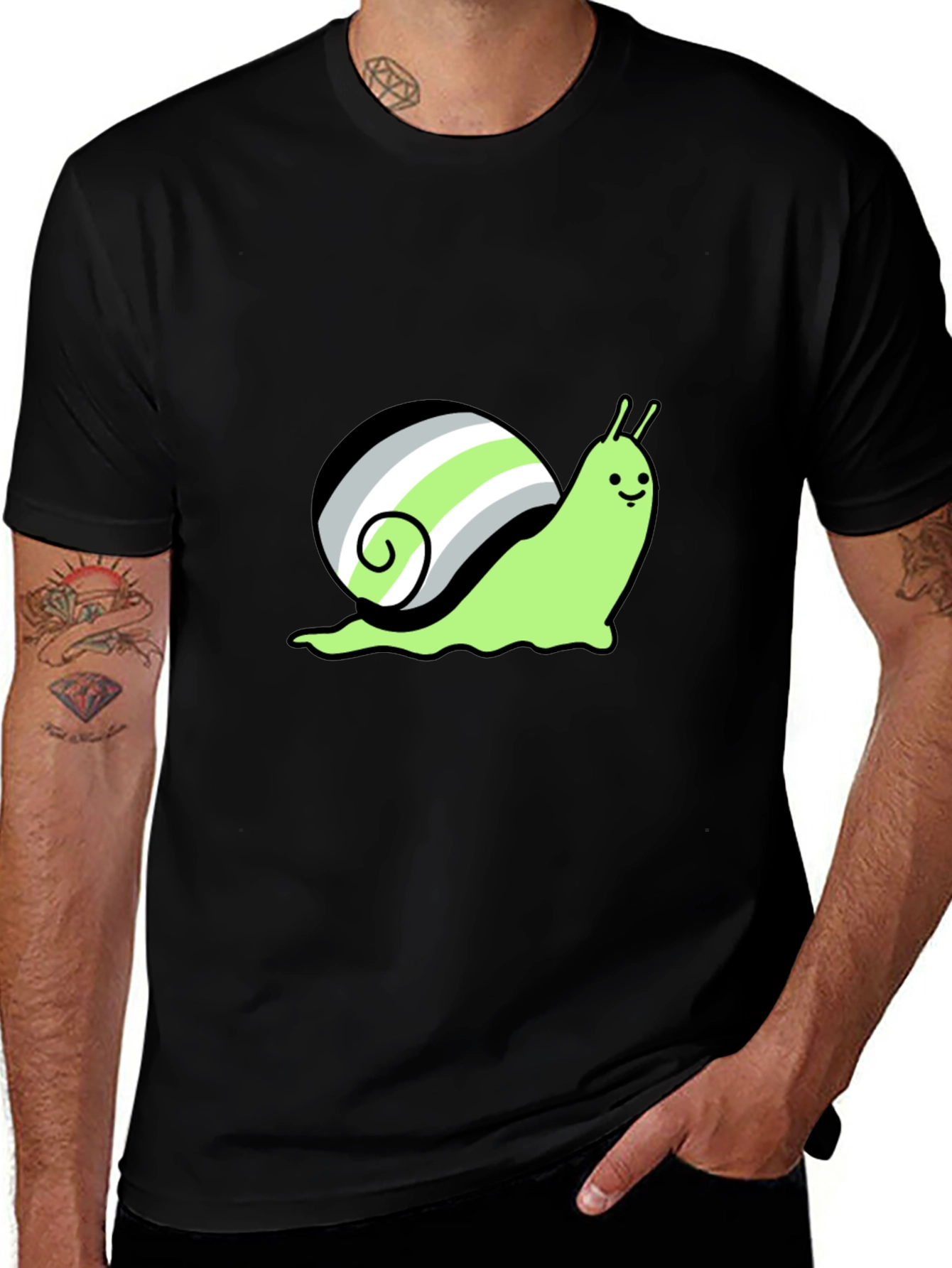 Black Agender Pride Snail T-Shirt - Black main image