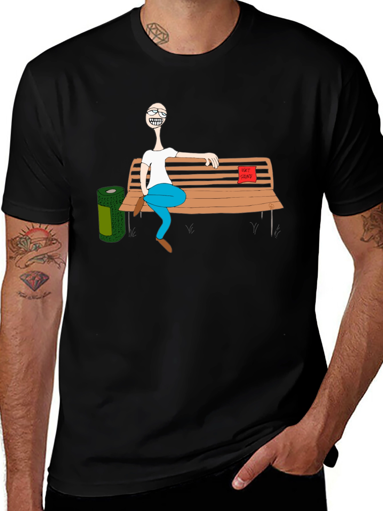Variant 21 of Cartoon Character on Bench Graphic Tee
