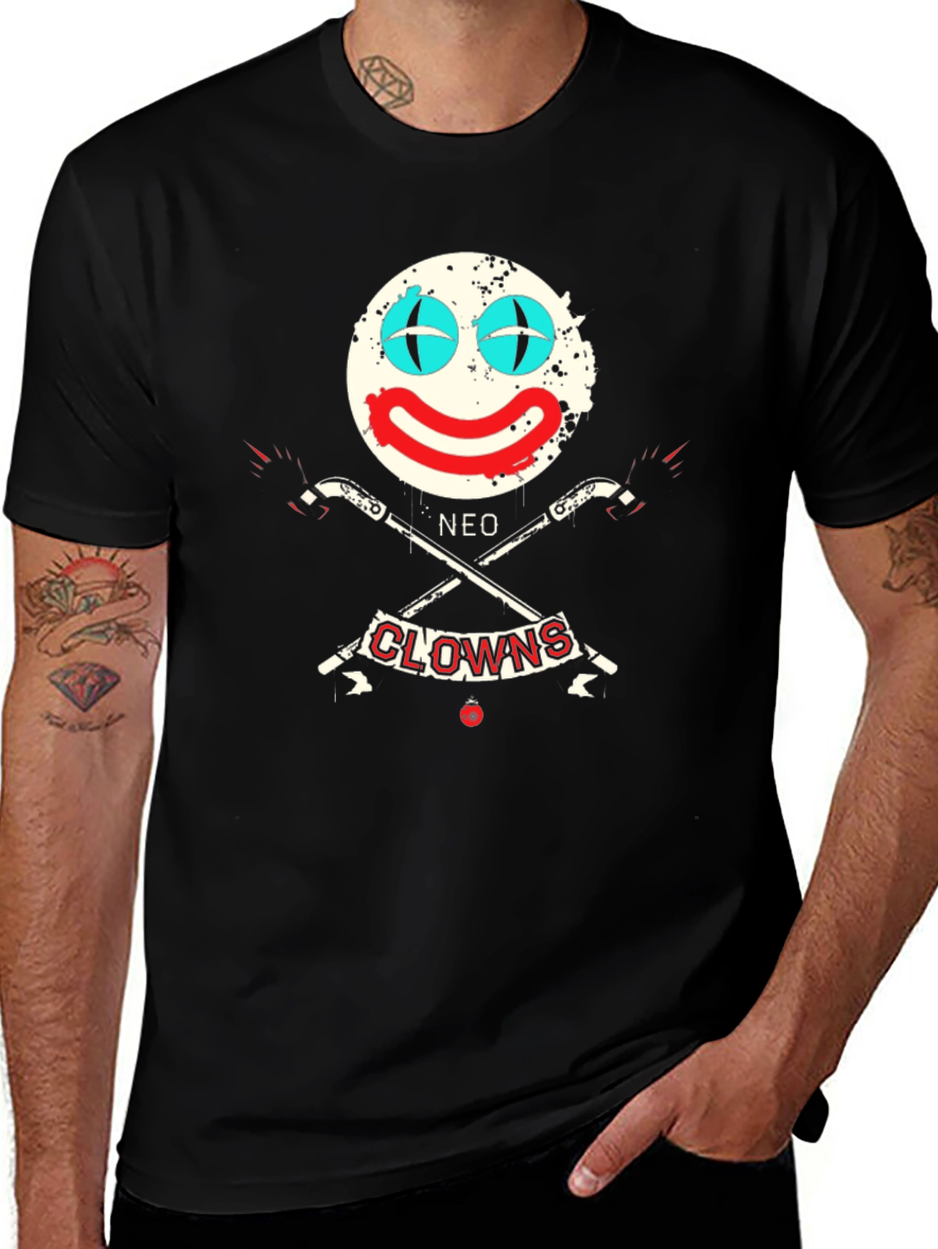 Variant 24 of Neo Clowns Graphic Tee - Skull & Guns Design
