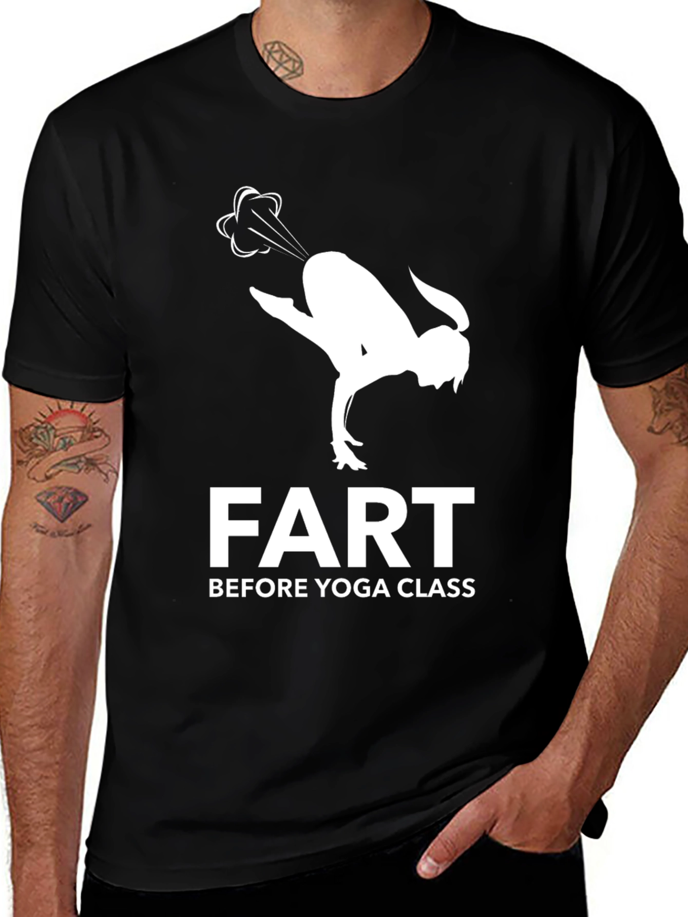Variant 11 of Fart Before Yoga Class Black T-Shirt
