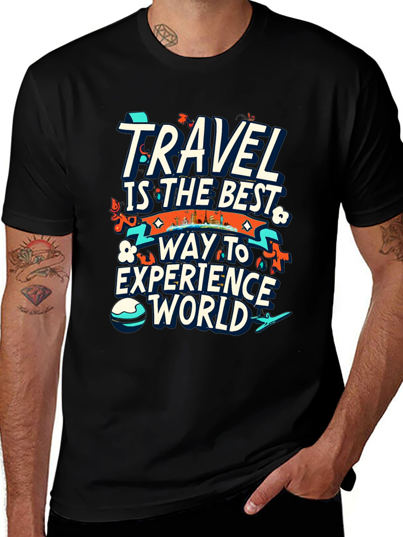 Variant 19 of Travel is The Best Way Graphic T-Shirt