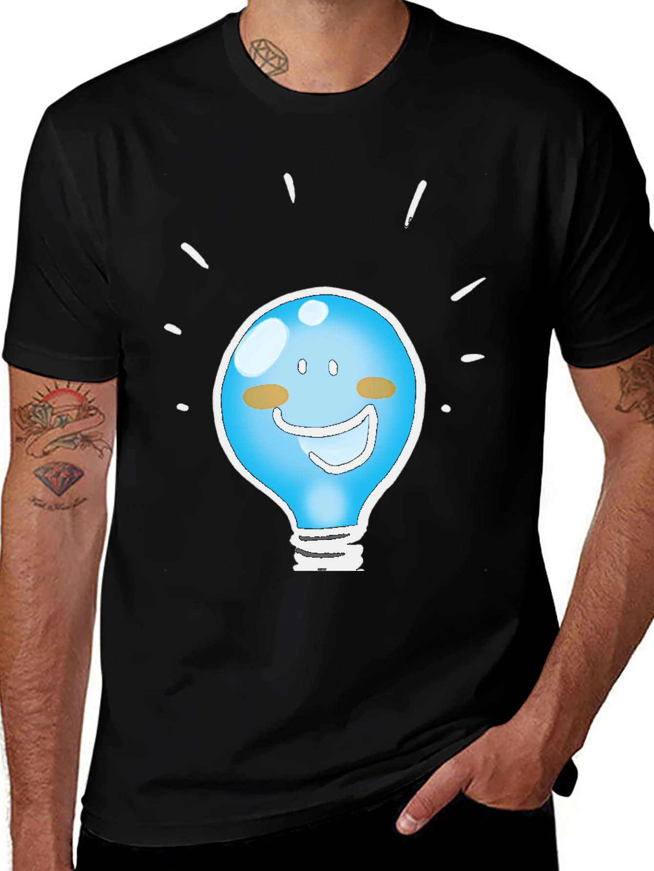 Variant 7 of Funny Idea Light Bulb Graphic Tee - Black