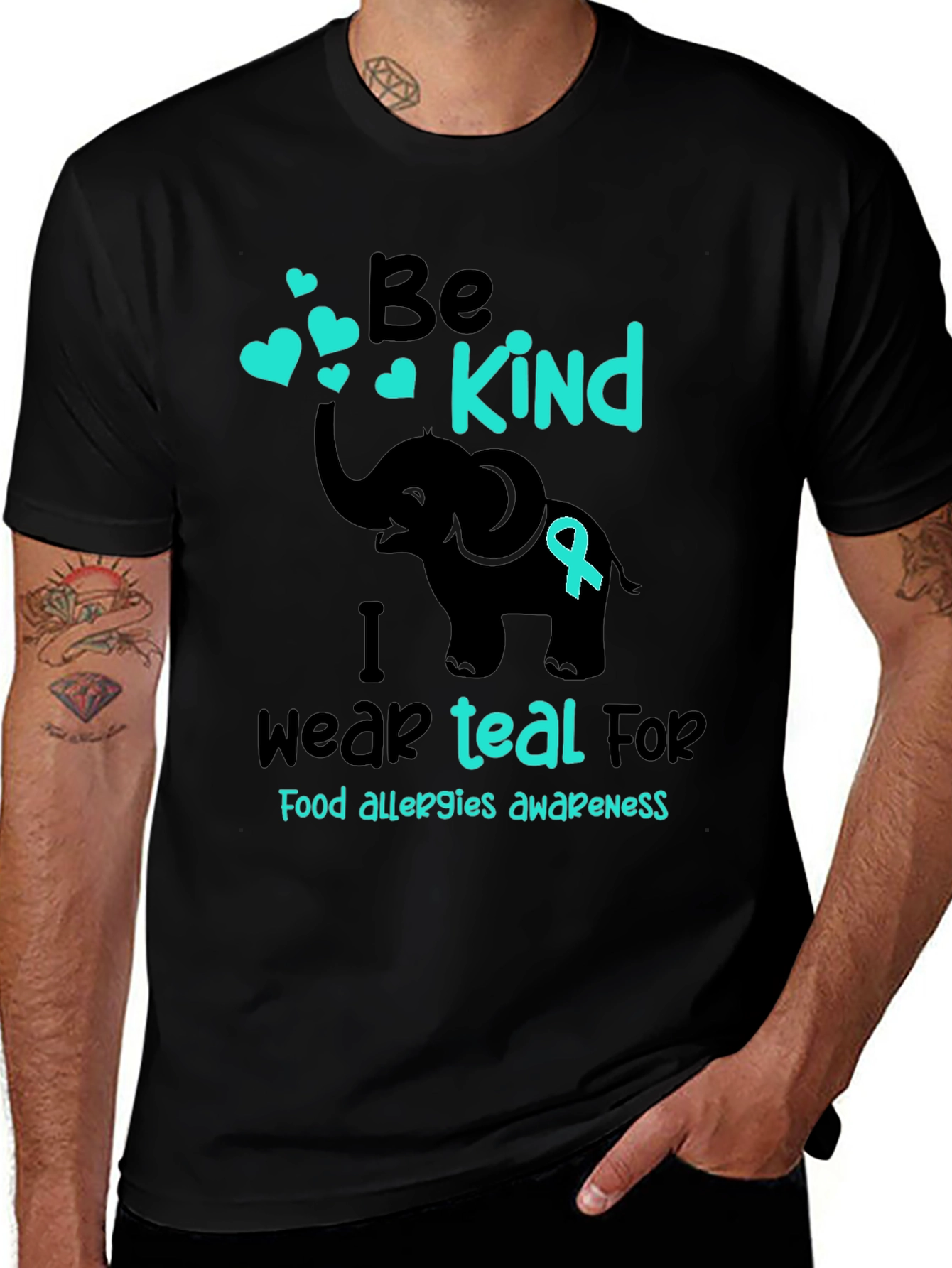 Variant 8 of Be Kind Teal Food Allergy Awareness T-Shirt