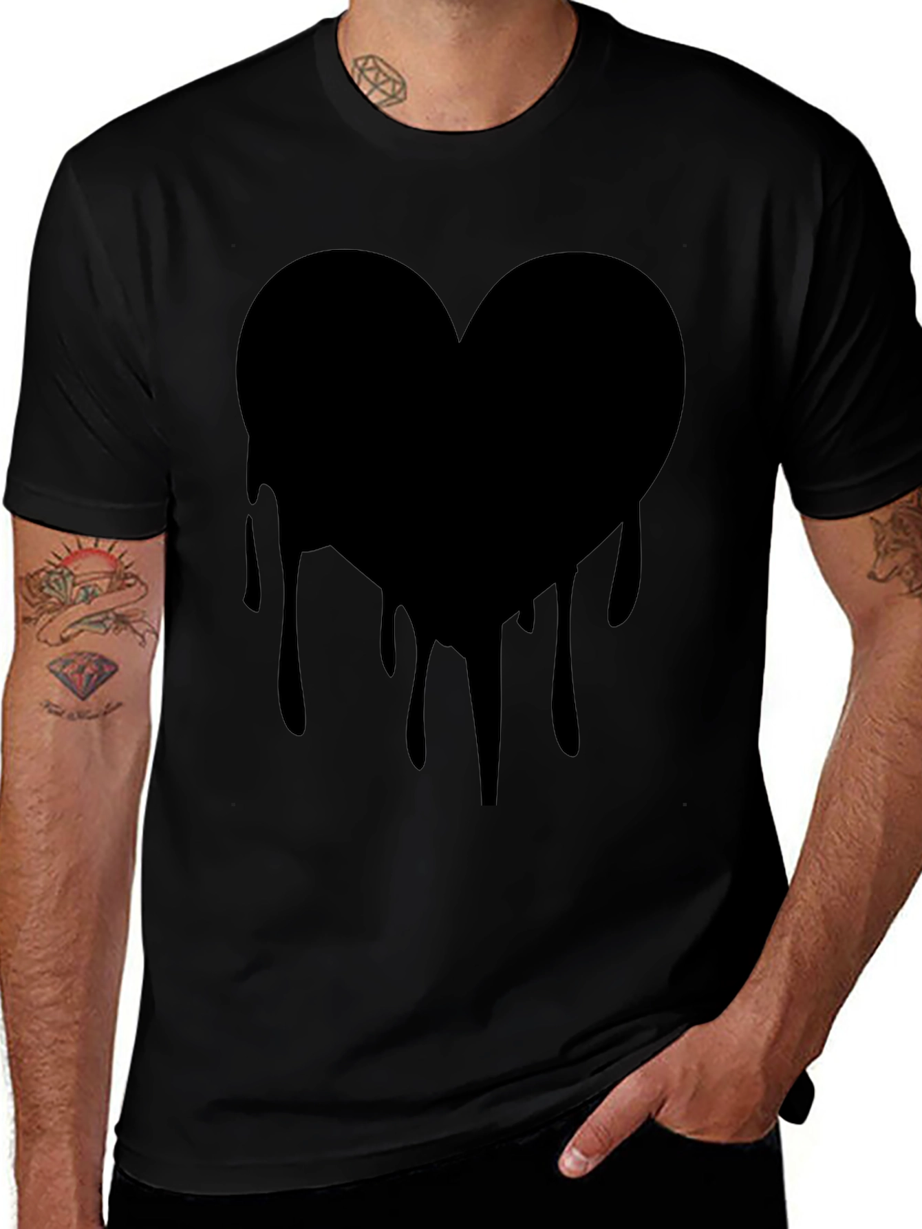 Variant 20 of Black Dripping Heart Graphic T-Shirt