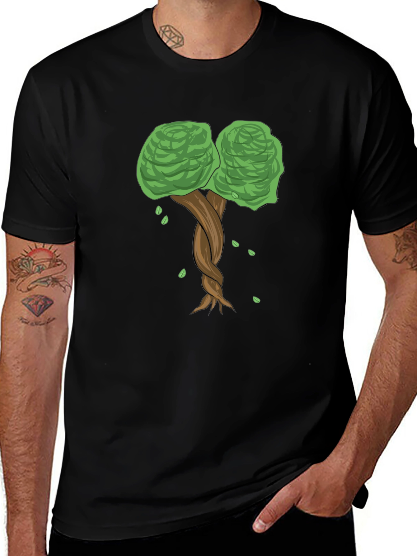 Variant 18 of Twisted Tree Graphic Tee - Nature Inspired Black T-Shirt