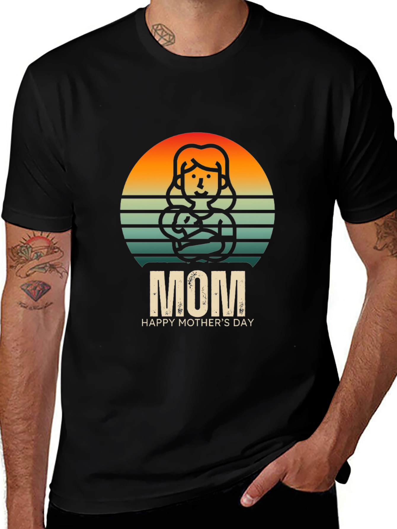 Retro Mom & Baby Graphic Tee - Happy Mother's Day!