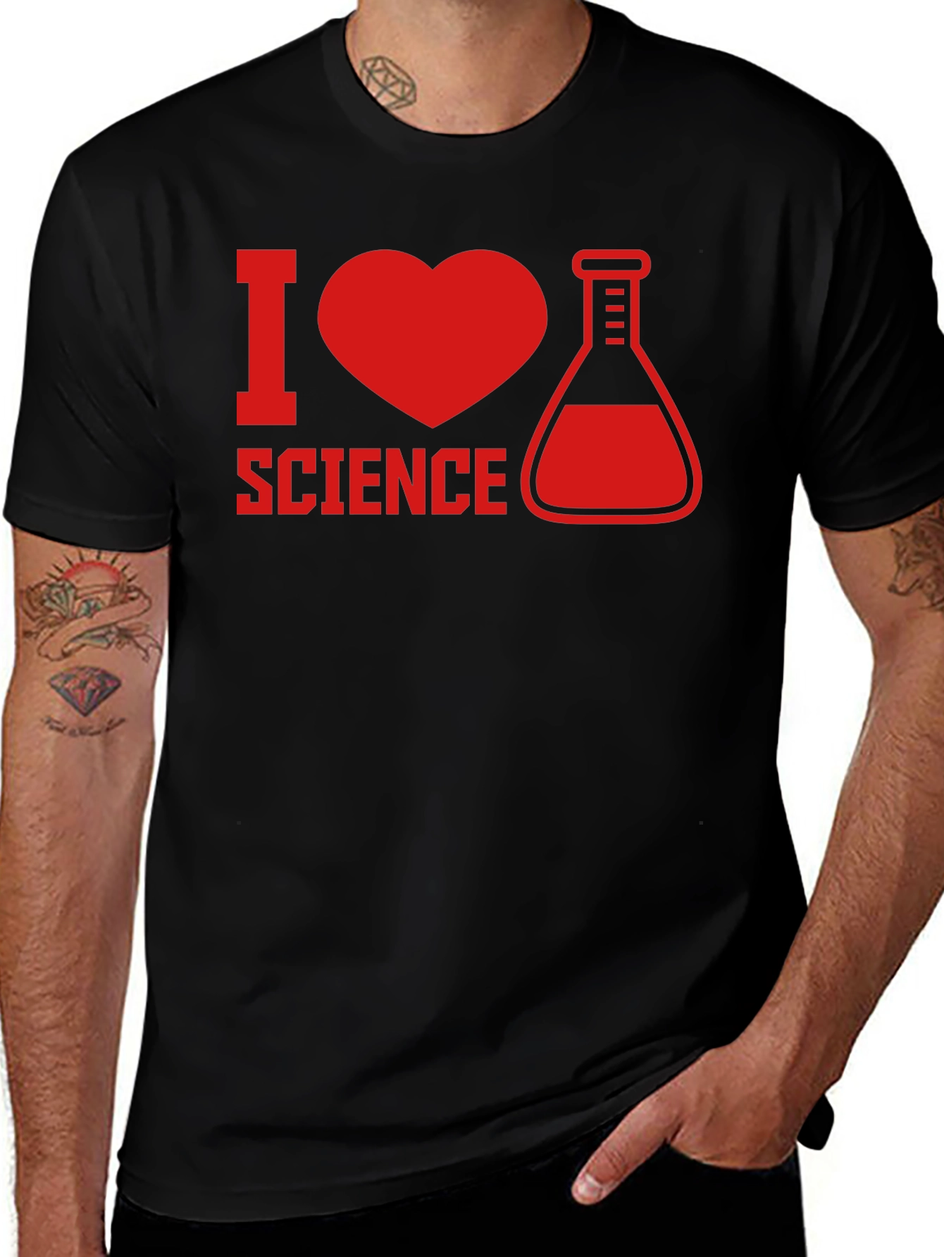 Variant 18 of I Heart Science Graphic Tee - Black Cotton T-Shirt