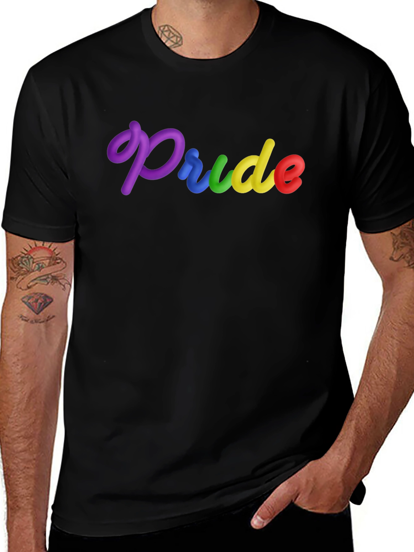 Variant 8 of Pride Rainbow Text Black T-Shirt