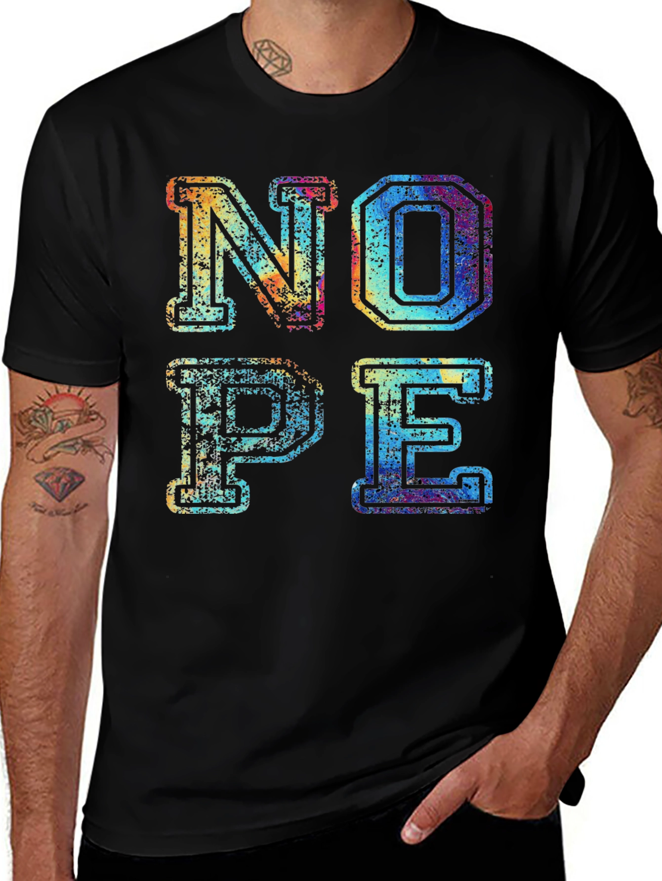 Variant 16 of Retro "NOPE" Graphic Print Men's T-Shirt