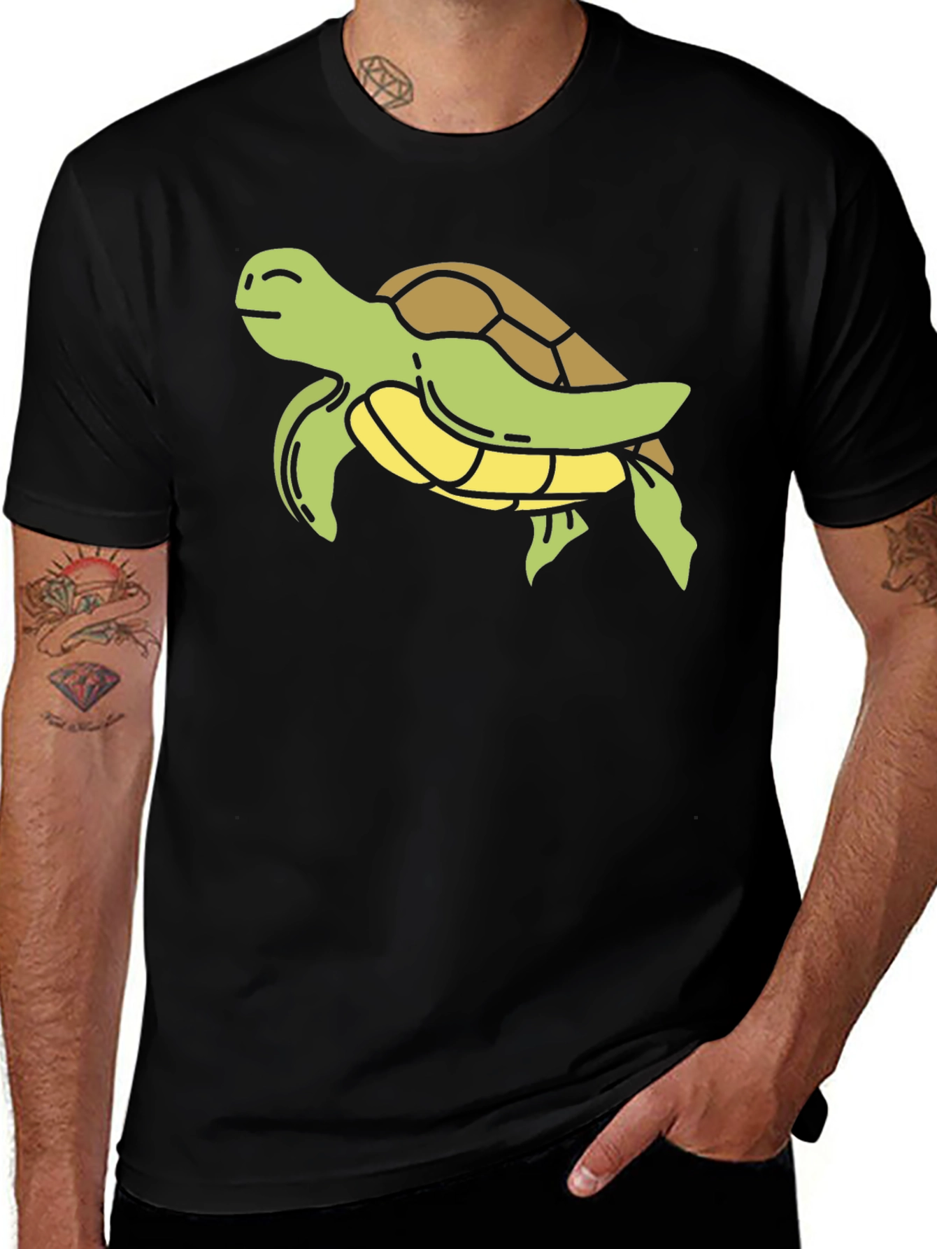 Variant 24 of Sea Turtle Graphic T-Shirt - Black Cotton Tee