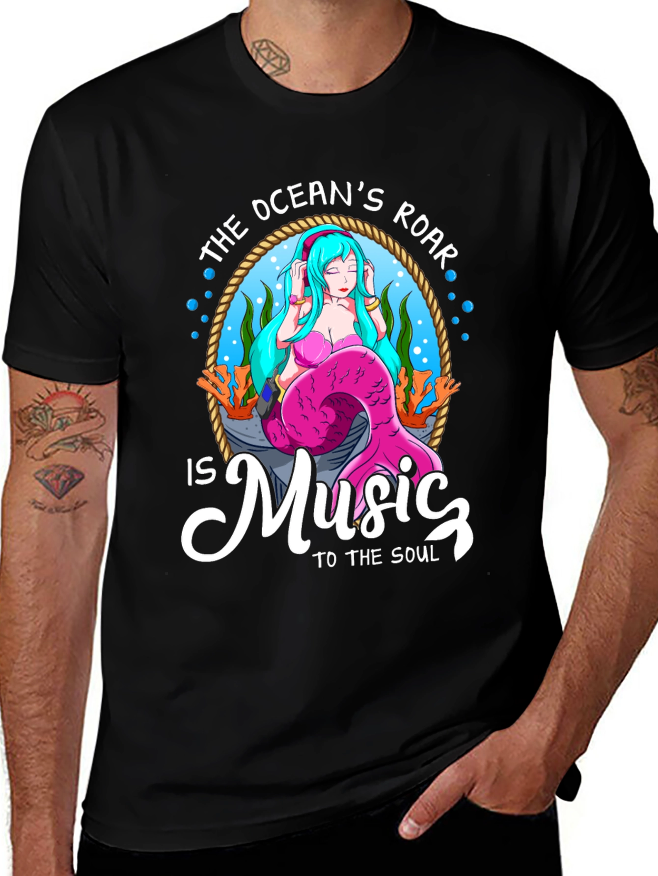 Variant 8 of Ocean's Roar Mermaid Music T-Shirt