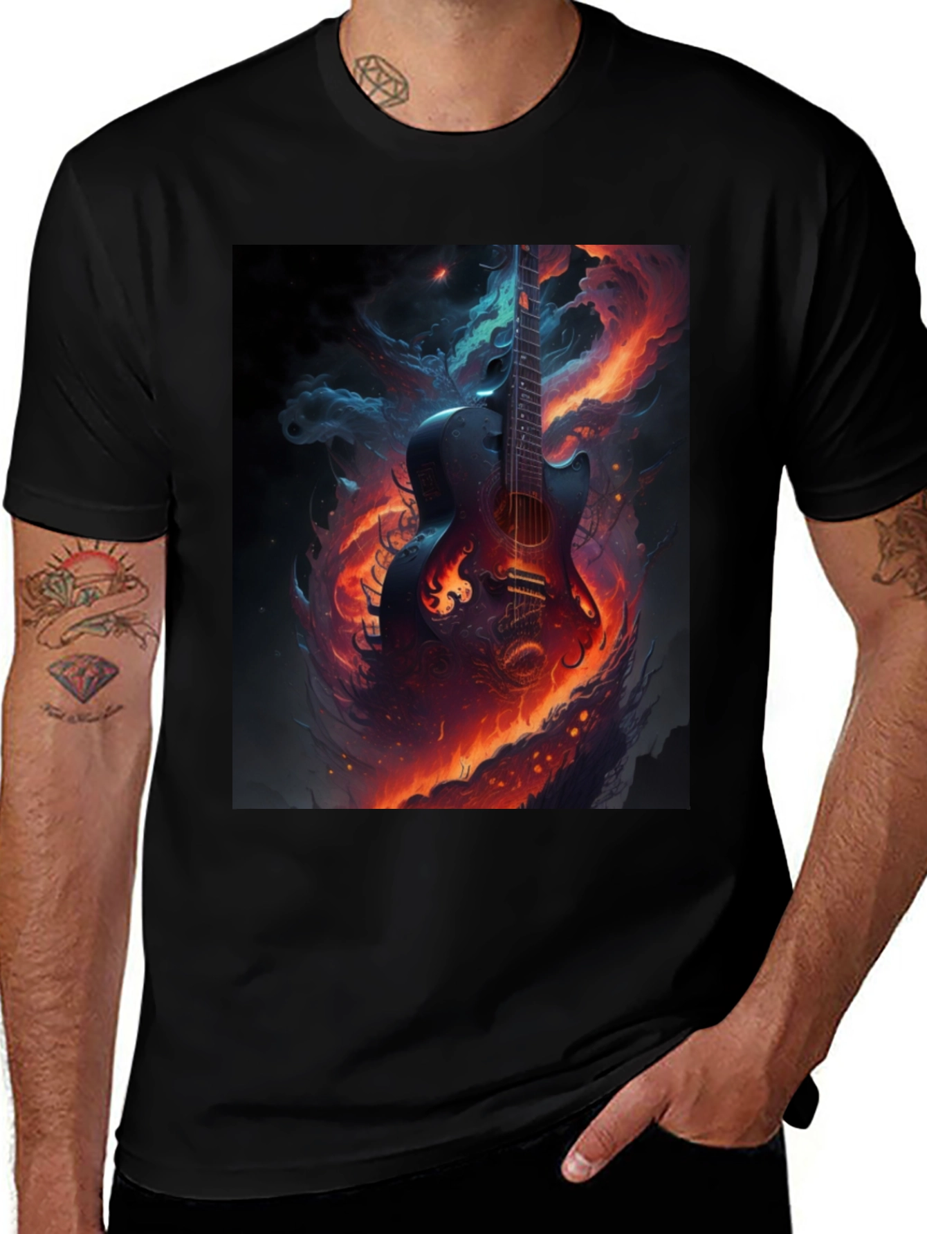 Variant 17 of Fiery Guitar Graphic Tee