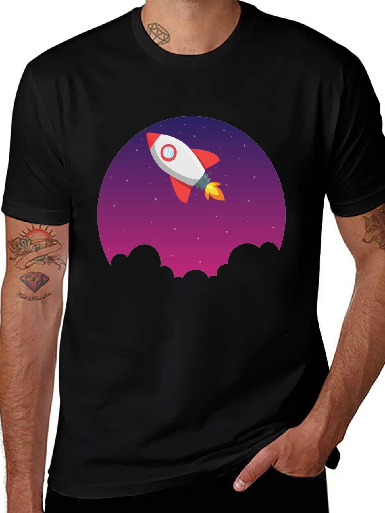 Variant 28 of Rocket to Space Black T-Shirt