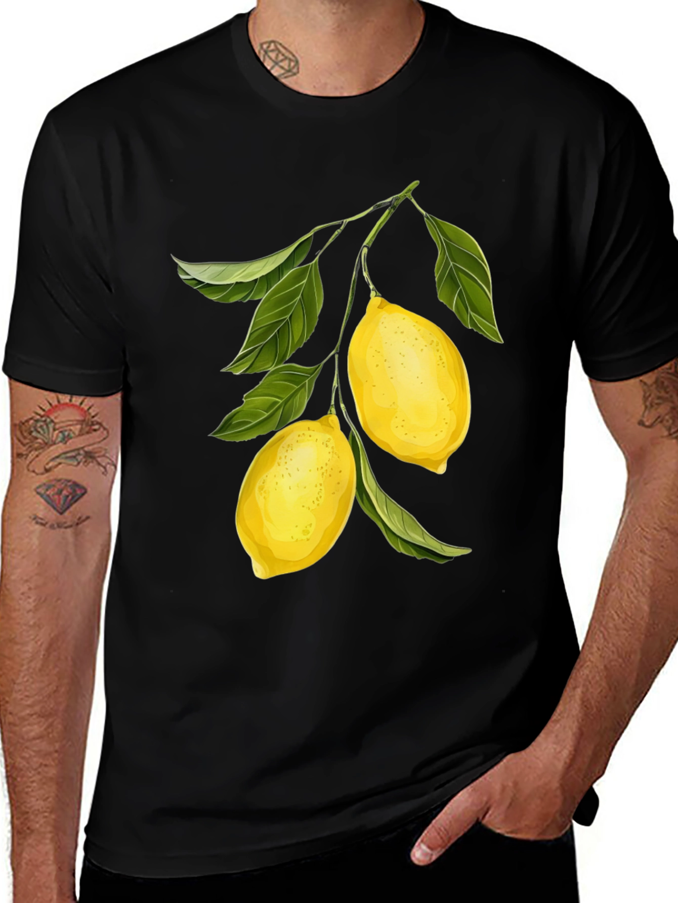 Variant 10 of Lemon Branch Graphic Black T-Shirt