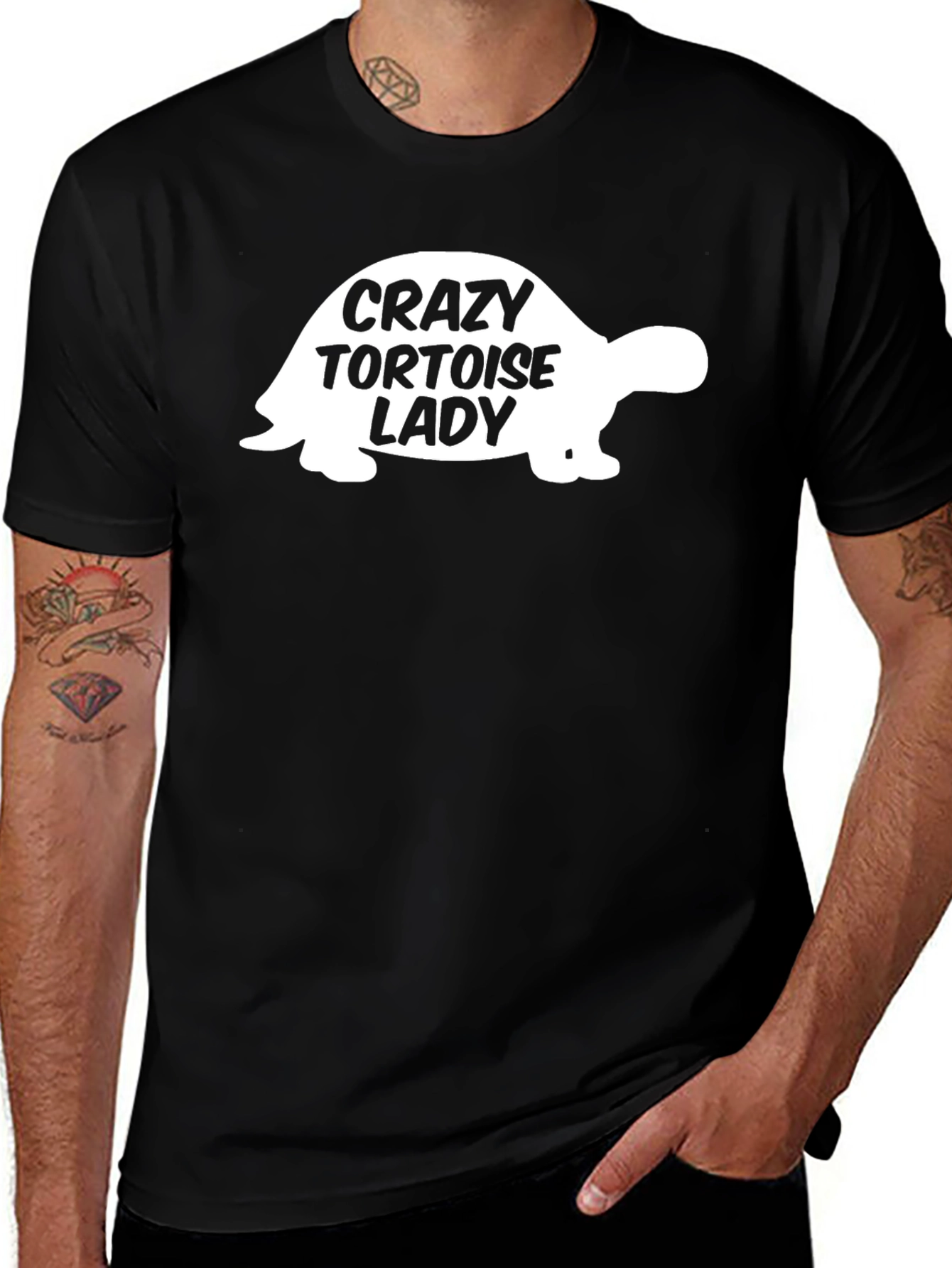 Variant 8 of Crazy Tortoise Lady T-Shirt - Black