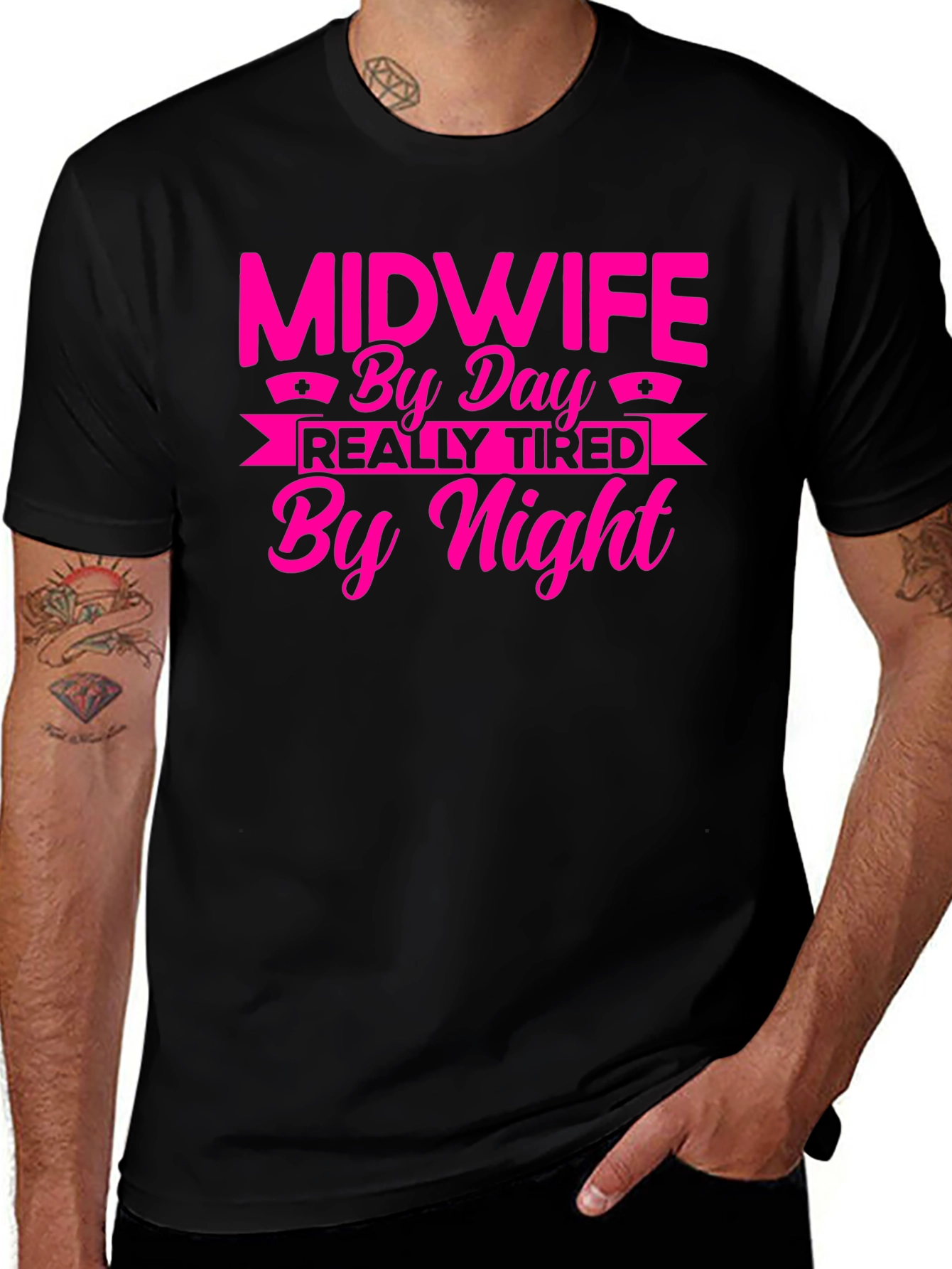 Variant 6 of Midwife By Day Really Tired By Night Graphic T-Shirt