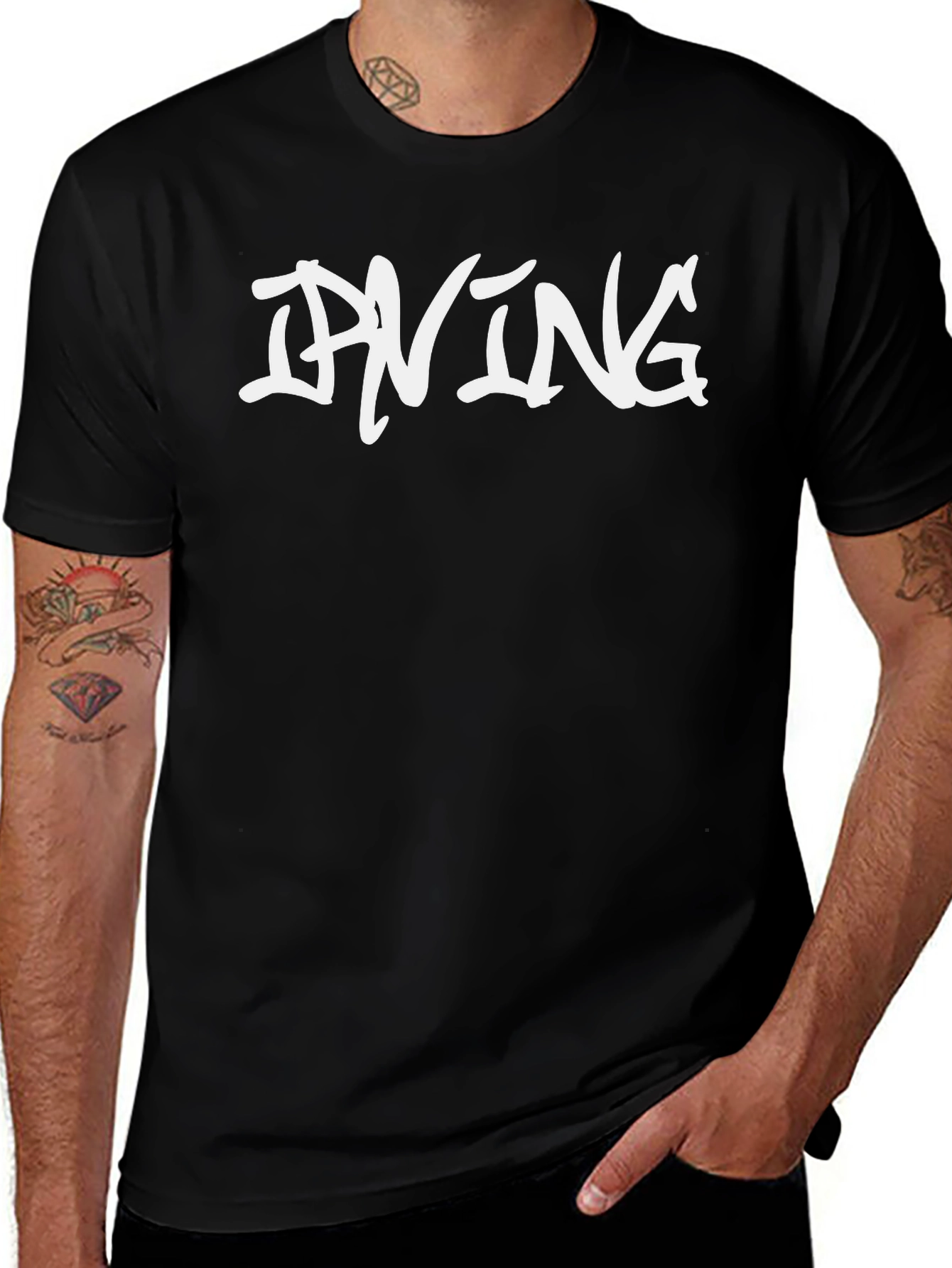 Variant 27 of Stylish Irving Graphic Tee - Black Casual T-Shirt