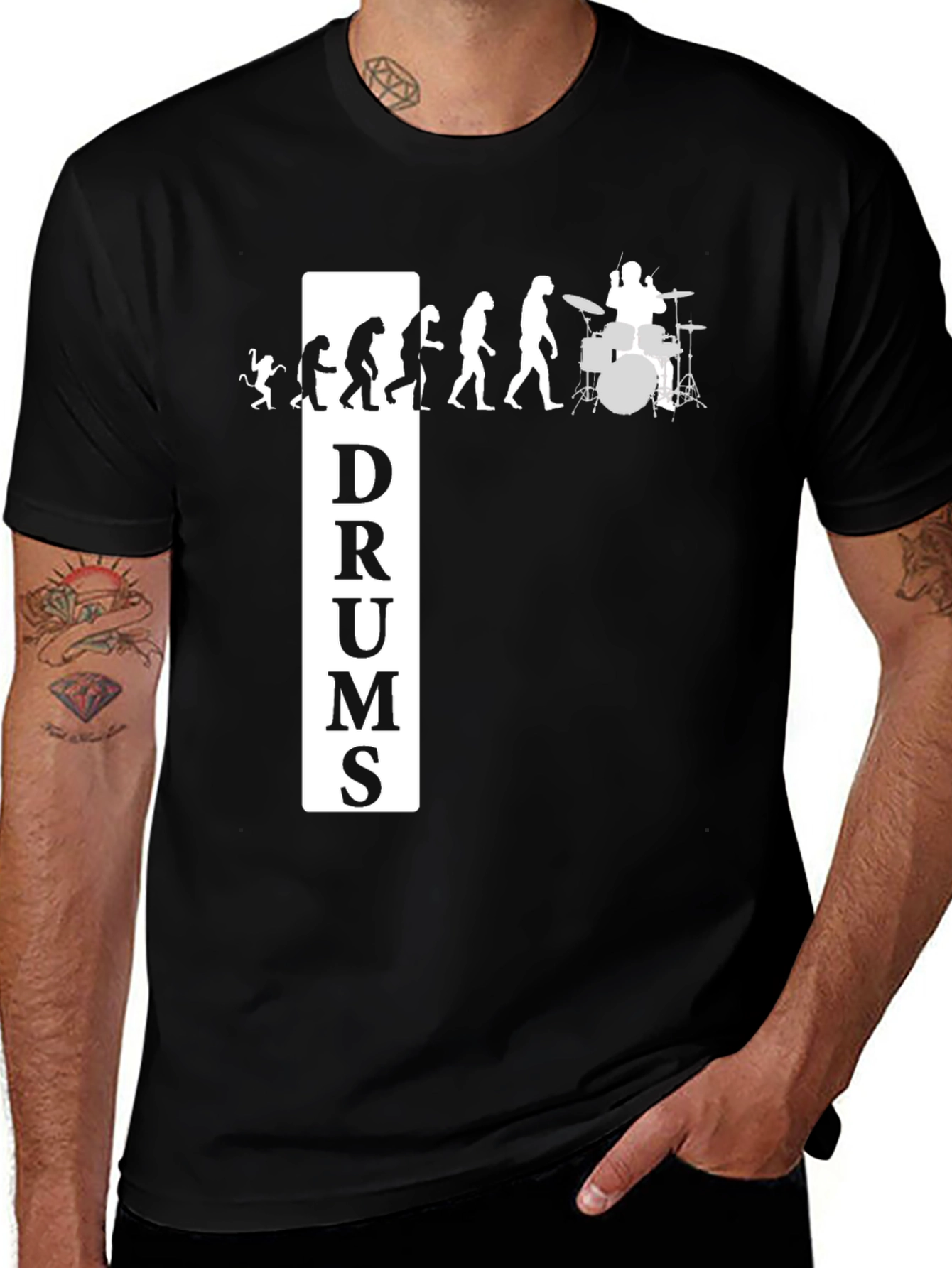 Variant 19 of Evolution of Drums Black T-Shirt