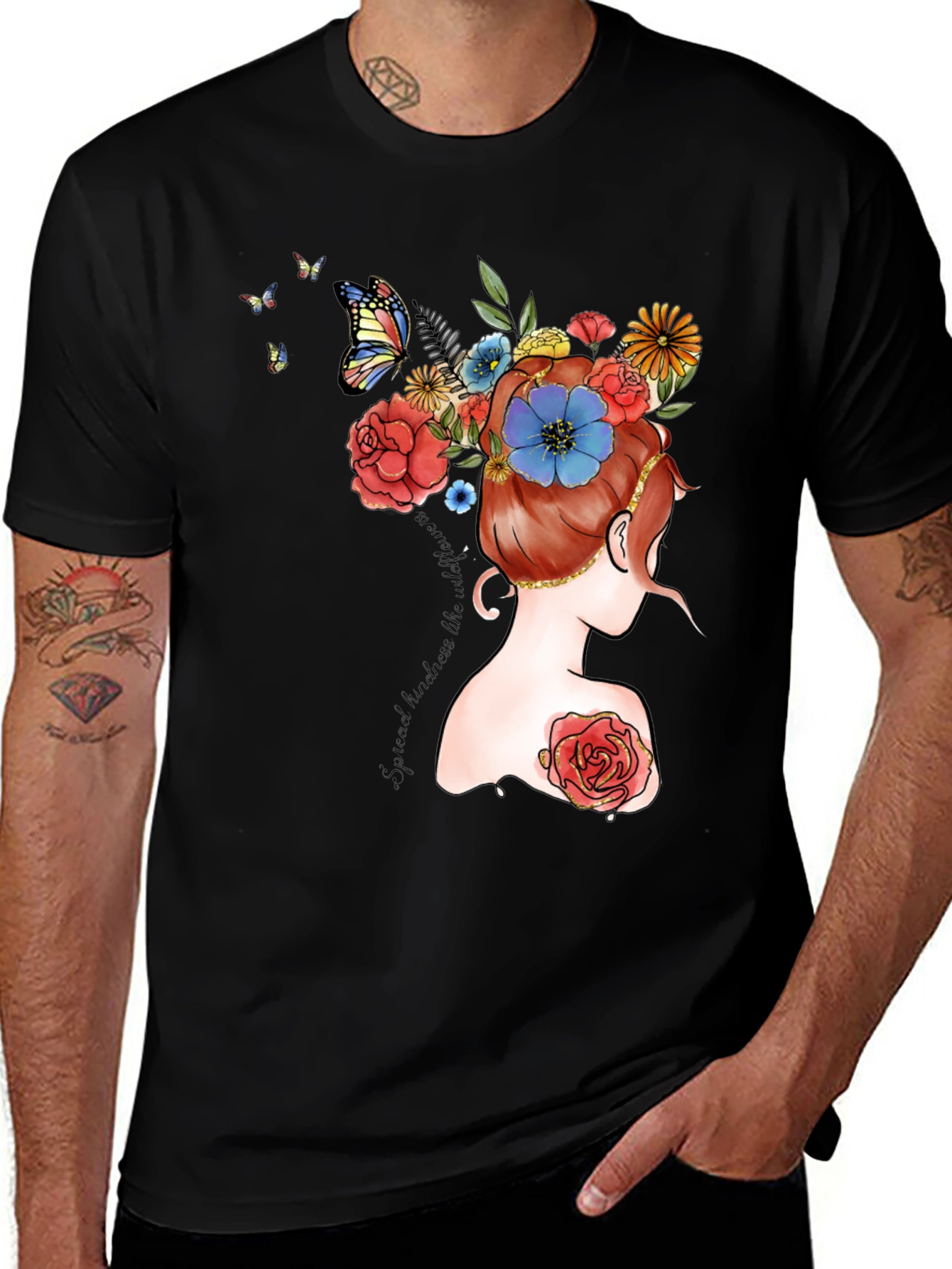 Variant 3 of Floral Girl Graphic Tee - Spread Kindness