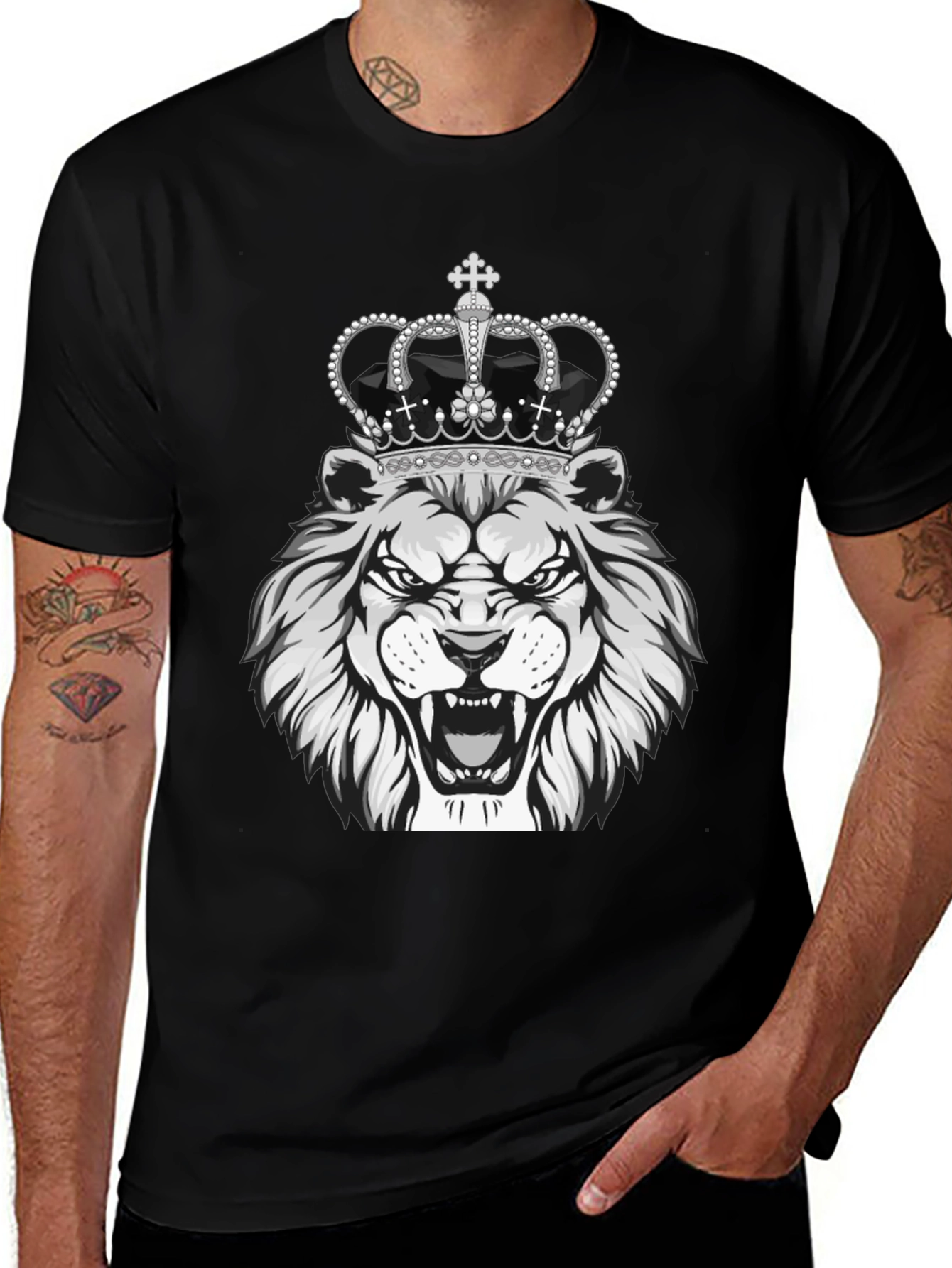 Variant 8 of King Lion Graphic Tee - Bold Black Cotton T-Shirt