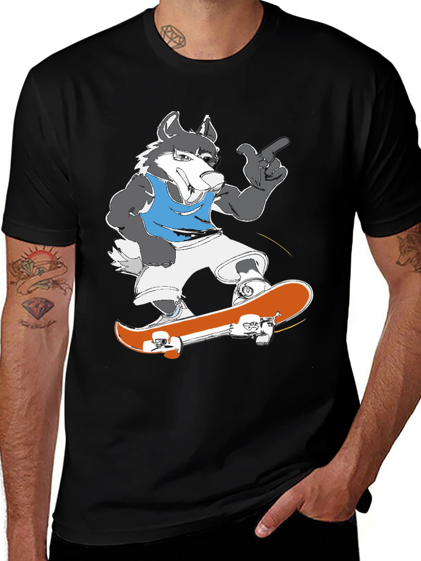 Variant 3 of Skateboarding Wolf Graphic Tee