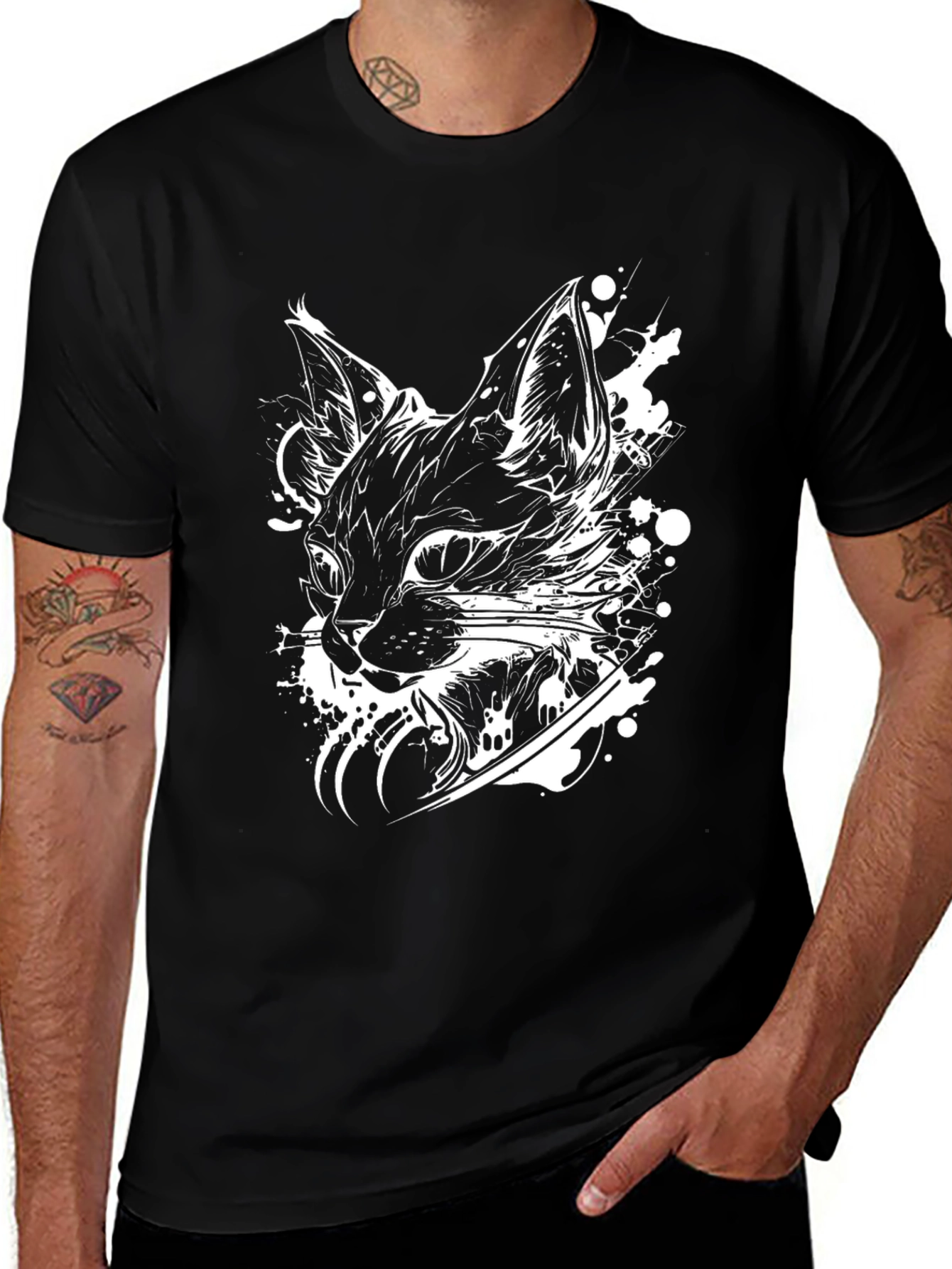 Variant 15 of Cat Art Black T-Shirt | Modern Graphic Tee